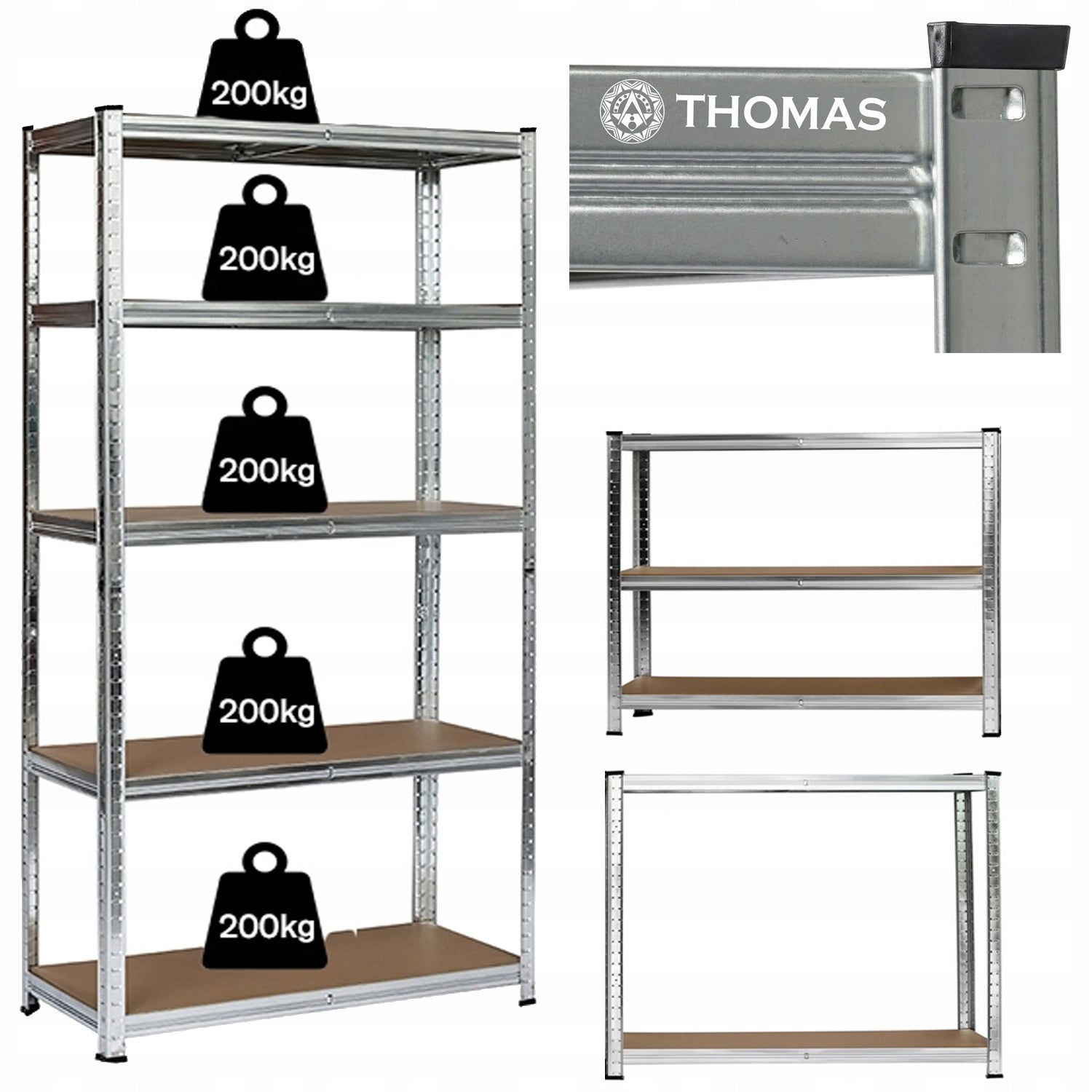 METAL RACK FOR GARAGE PANTRY BASEMENT 180x100x60 SOLID 1000KG 5 SHELVES