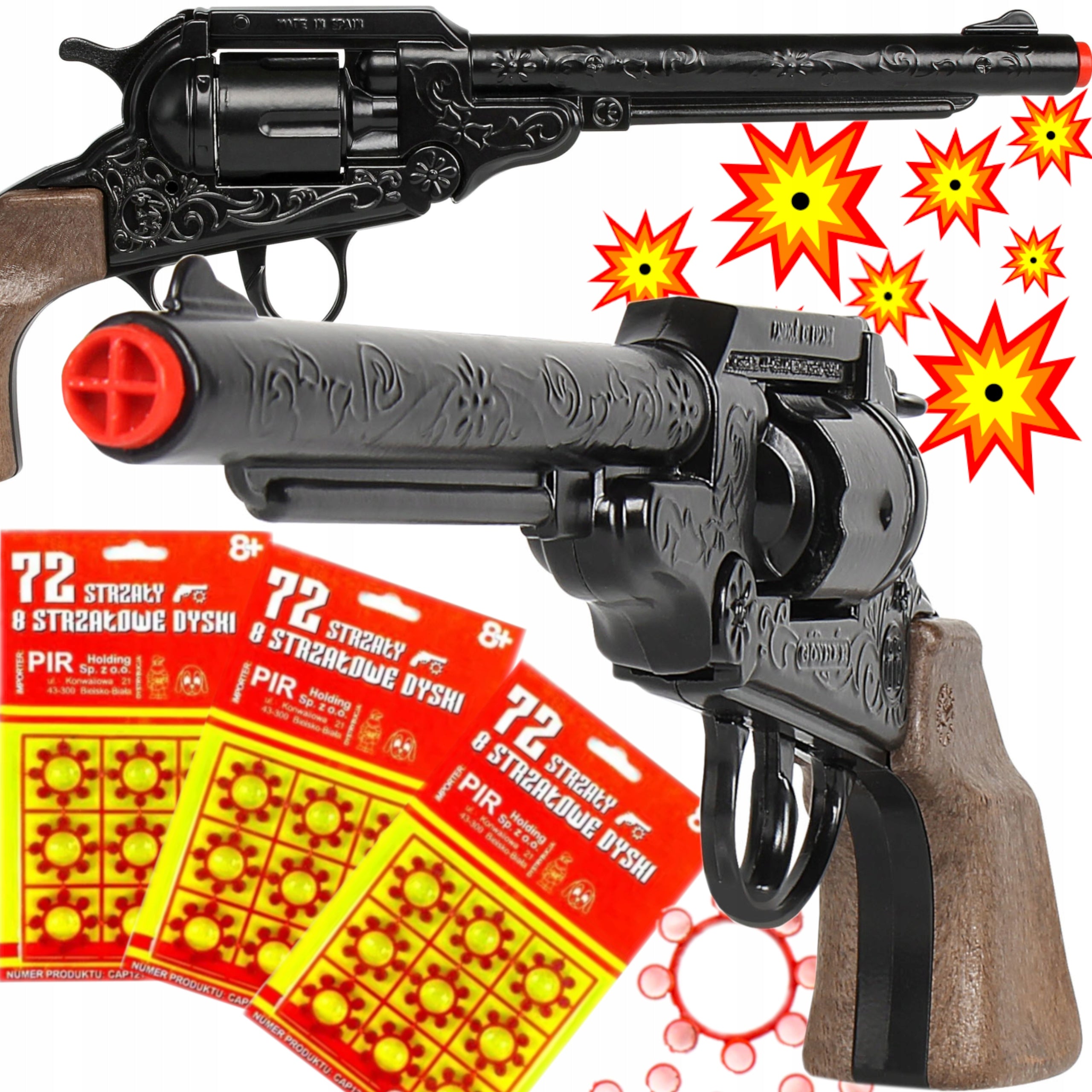 METAL REVOLVER FOR CAST GONHER COWBOY BANG GUN +3x FLAME