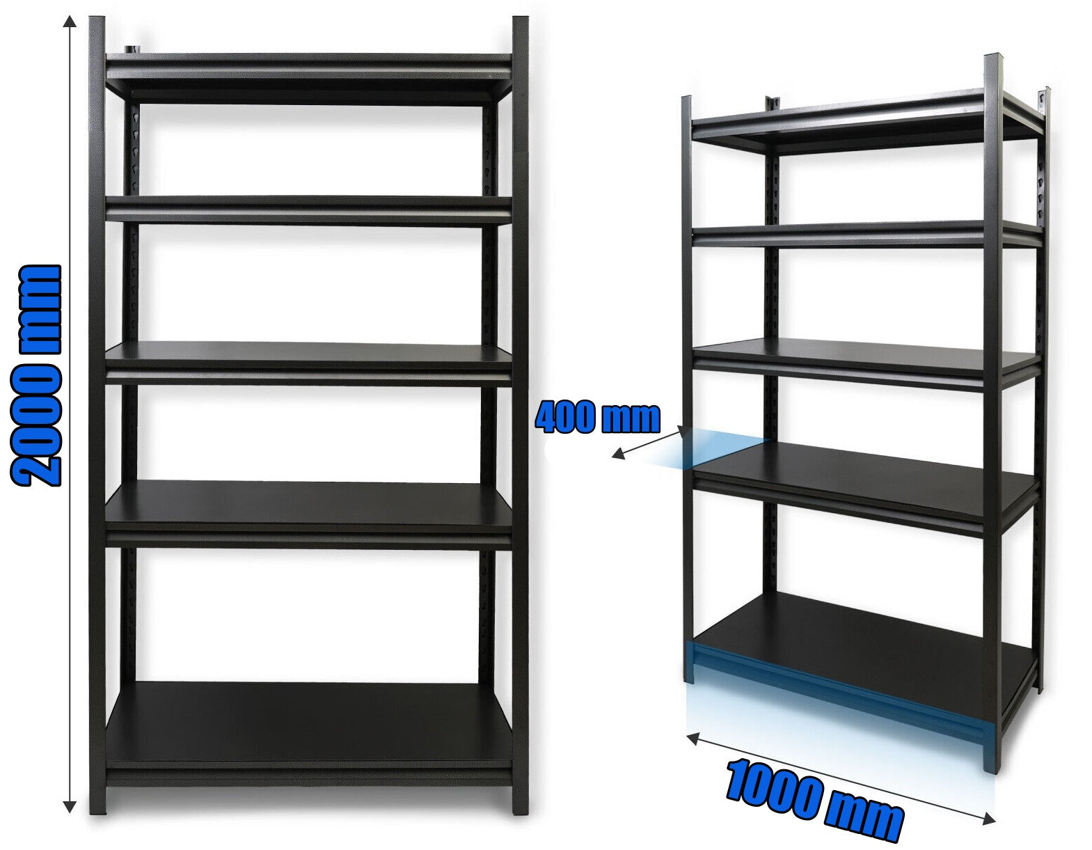 METAL SHELVING UNIT black storage 200x100x40 for garage basement office DODAS Packaging status original
