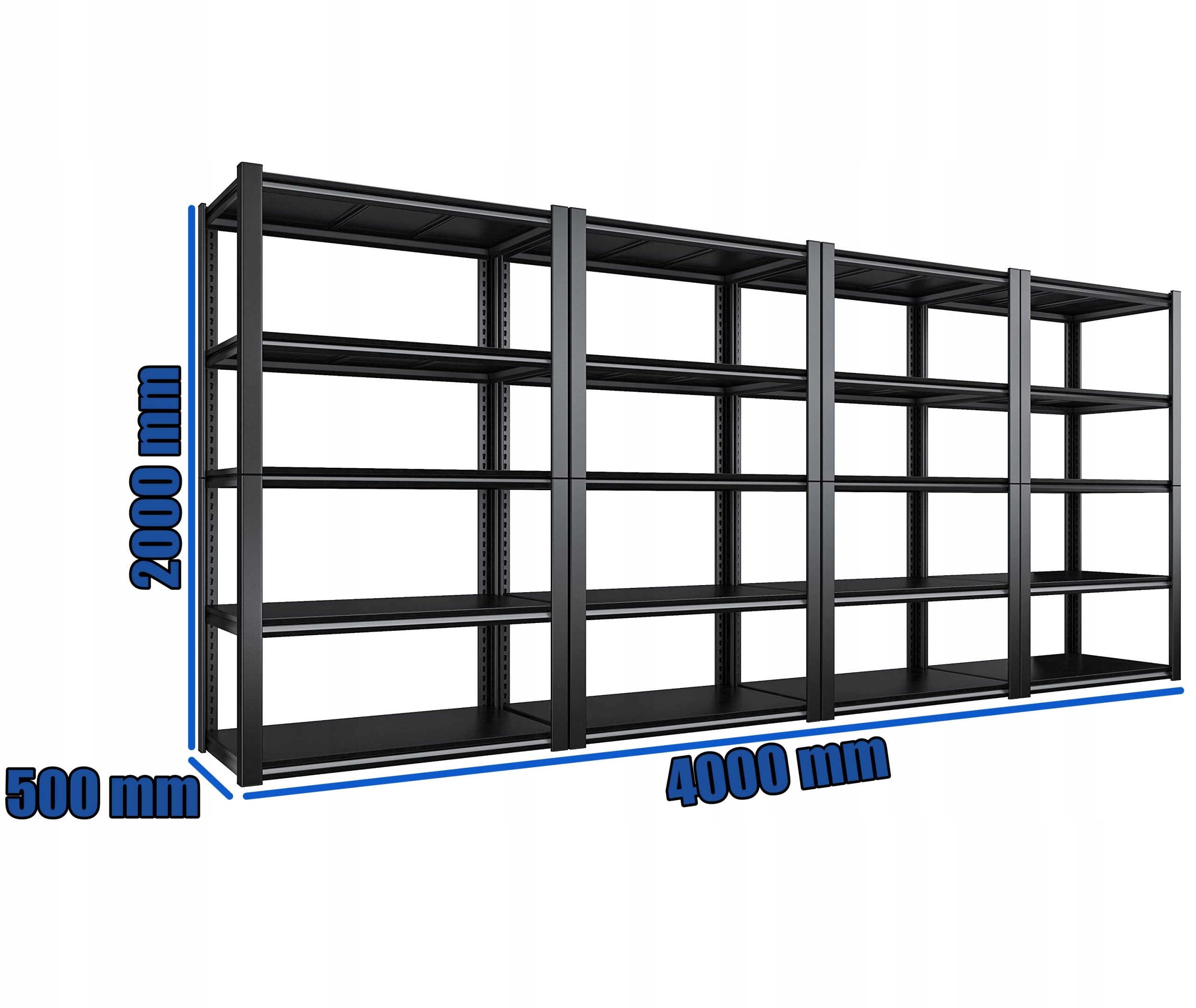 METAL SHELVING UNIT black storage 200x400x50 for garage basement office DODAS Packaging status original