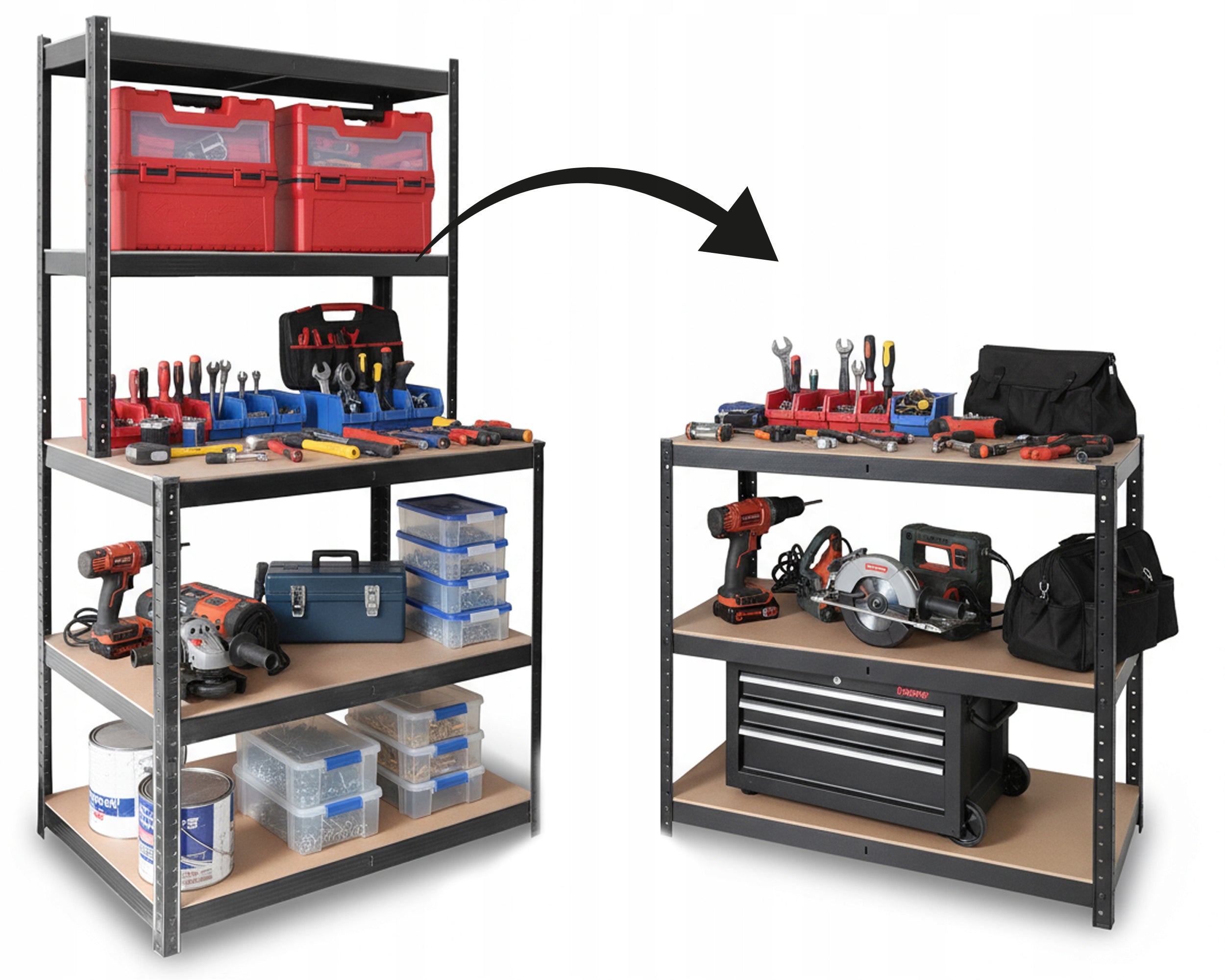 METAL SHELVING WORKBENCH REINFORCED 180x100x60cm 825kg Manufacturer code 4855