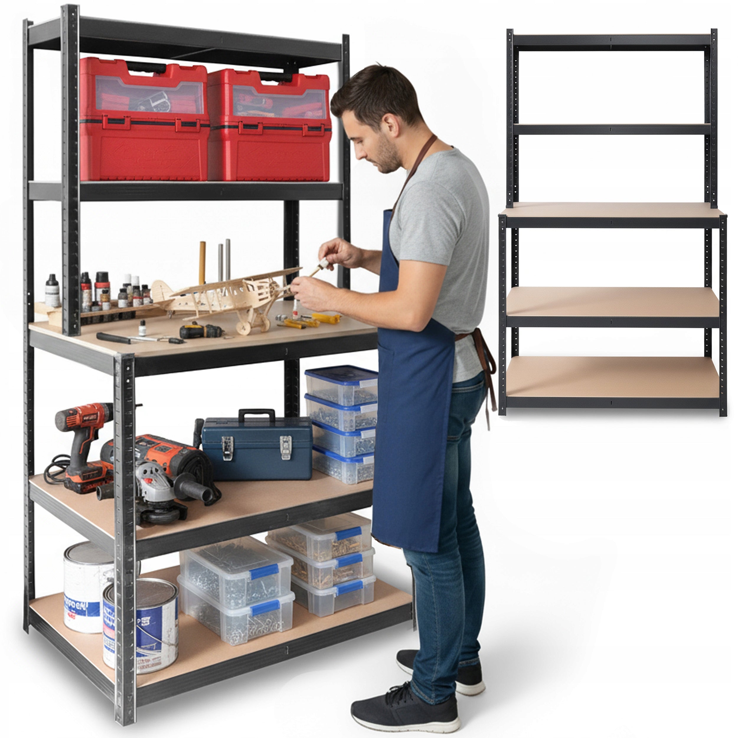 METAL SHELVING WORKBENCH REINFORCED 180x100x60cm 825kg