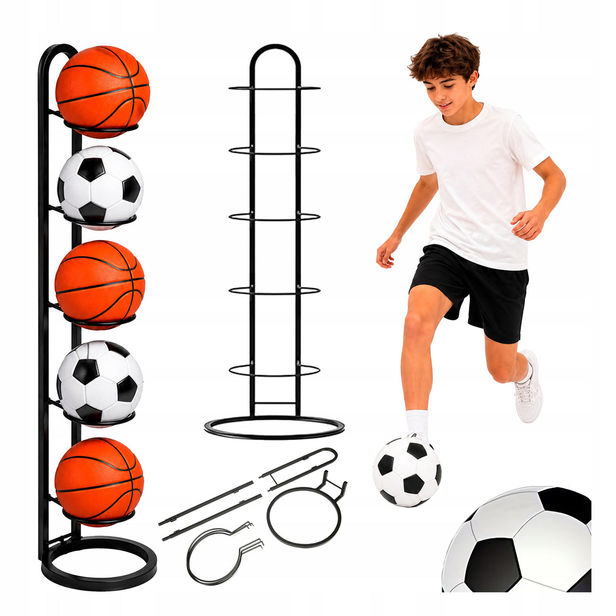 METAL STAND 5 BALLS SPORTS ORGANIZER STABLE ROOMY BOY'S DAY Packaging status original