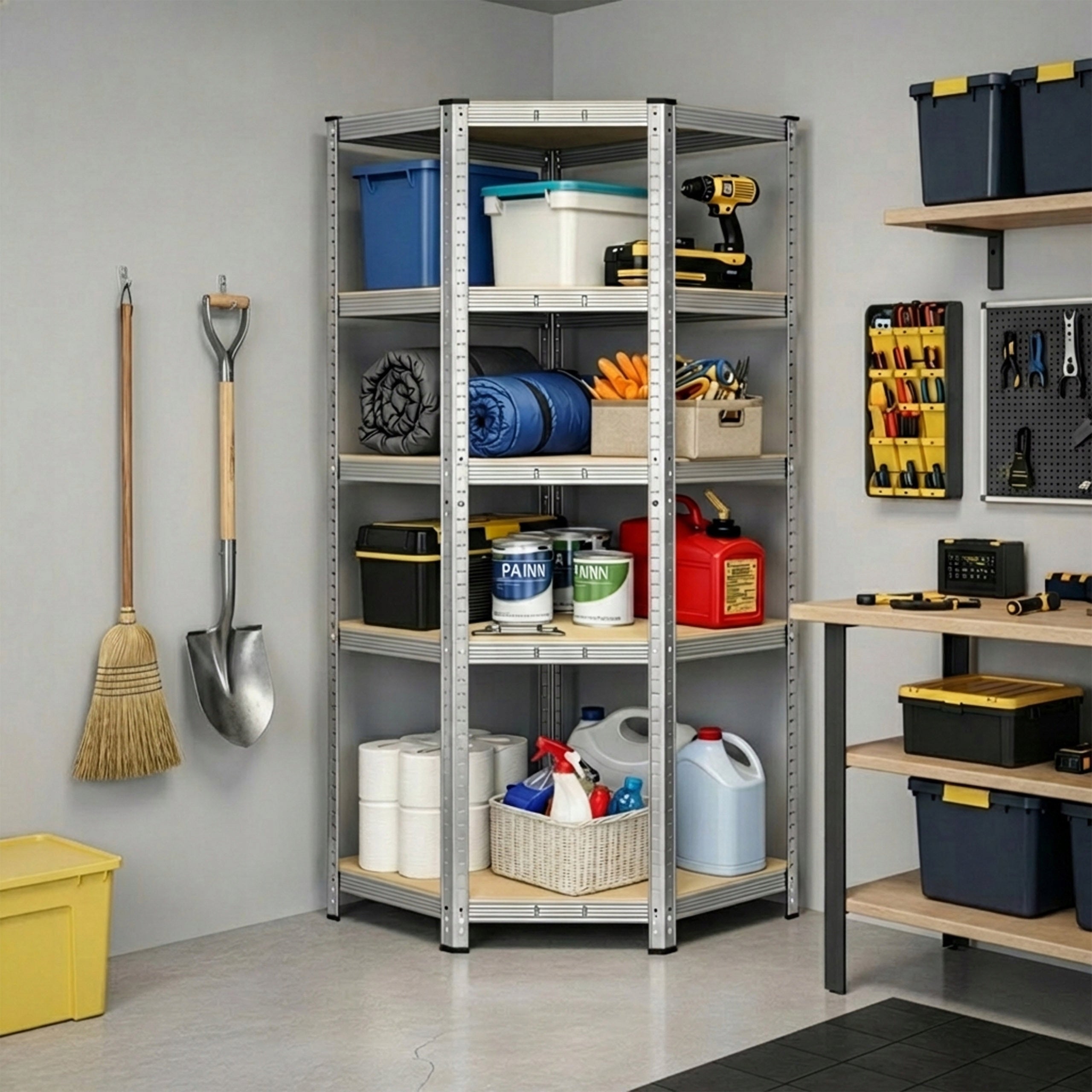 METAL STORAGE CORNER RACK 180x70x40 5 SHELVES 875KG FOR BASEMENT GARAGE Manufacturer code 610403MG
