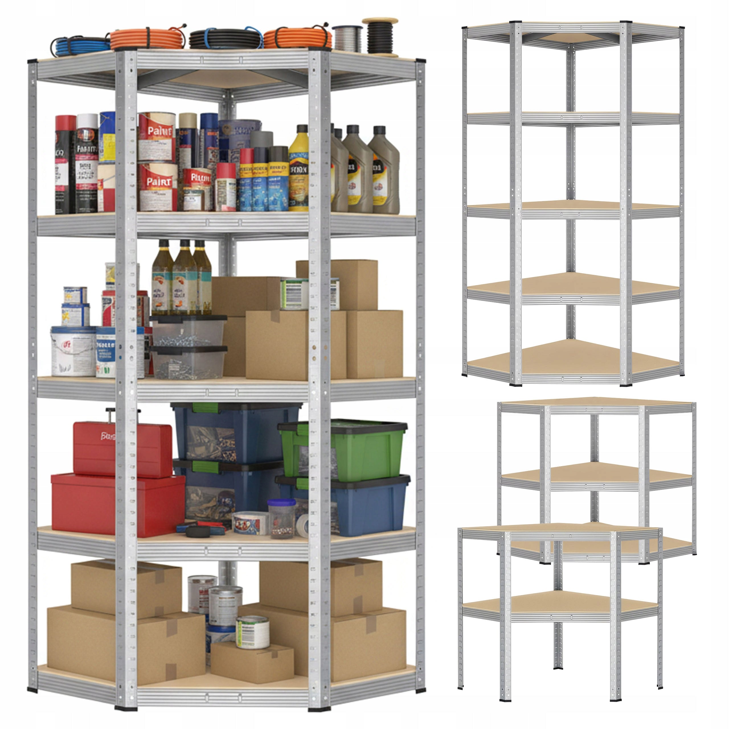 METAL STORAGE CORNER RACK 180x70x40 5 SHELVES 875KG FOR BASEMENT GARAGE