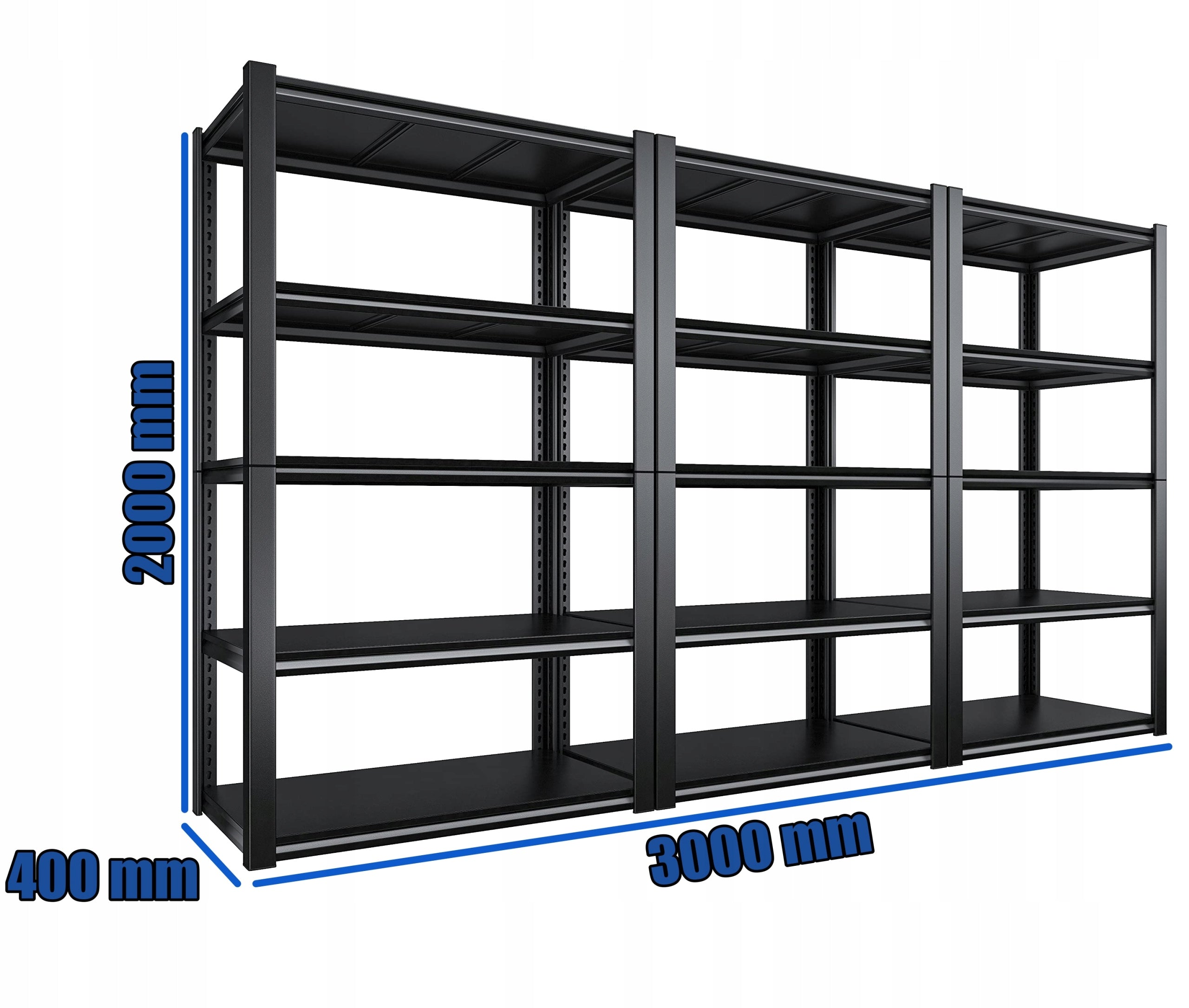 METAL STORAGE RACK 200x300x40 5 shelves for garage basement office black Packaging status original