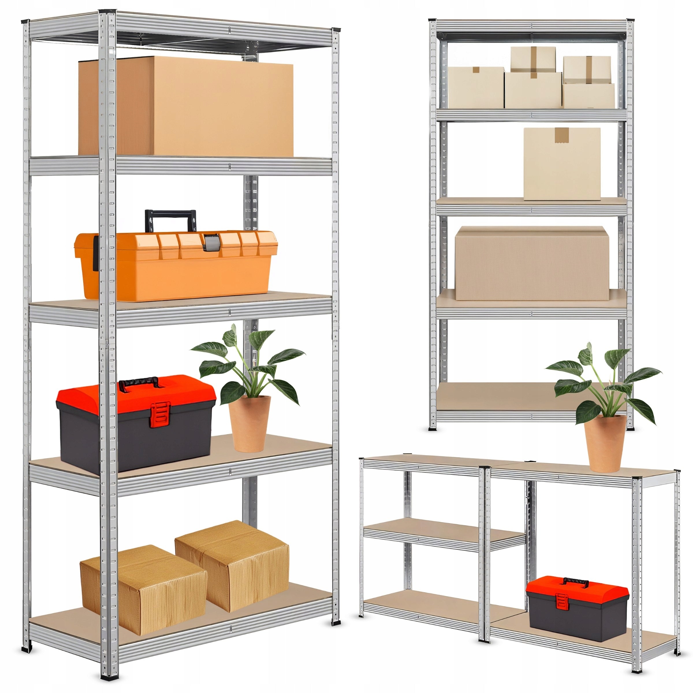 METAL STORAGE RACK 2in1 5 SHELVES 180X90X40CM 875KG GARAGE PRESSED
