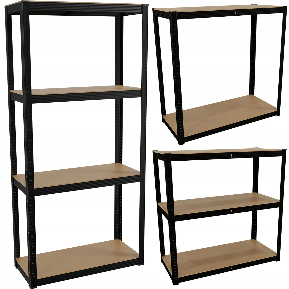 METAL STORAGE RACK 5 SHELVES 150X75X35CM FOR GARAGE MAMMOTH BLACK 750KG