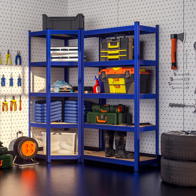 METAL STORAGE RACK FOR GARAGE CORNER BLUE 180x90x70cm Manufacturer Monzana