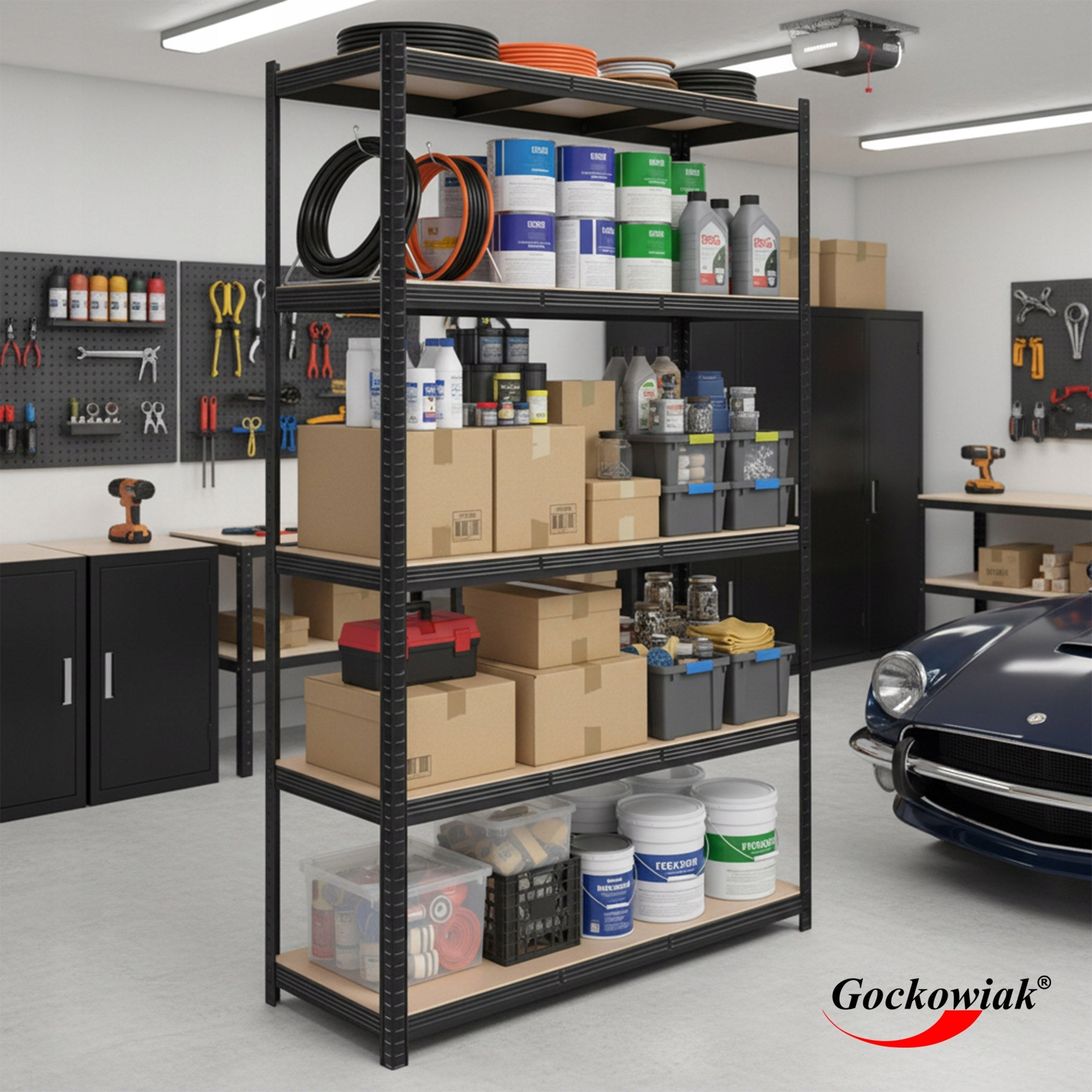 METAL STORAGE RACK FOR OFFICE GARAGE REINFORCED 205x120 1000KG BLACK Manufacturer Gockowiak