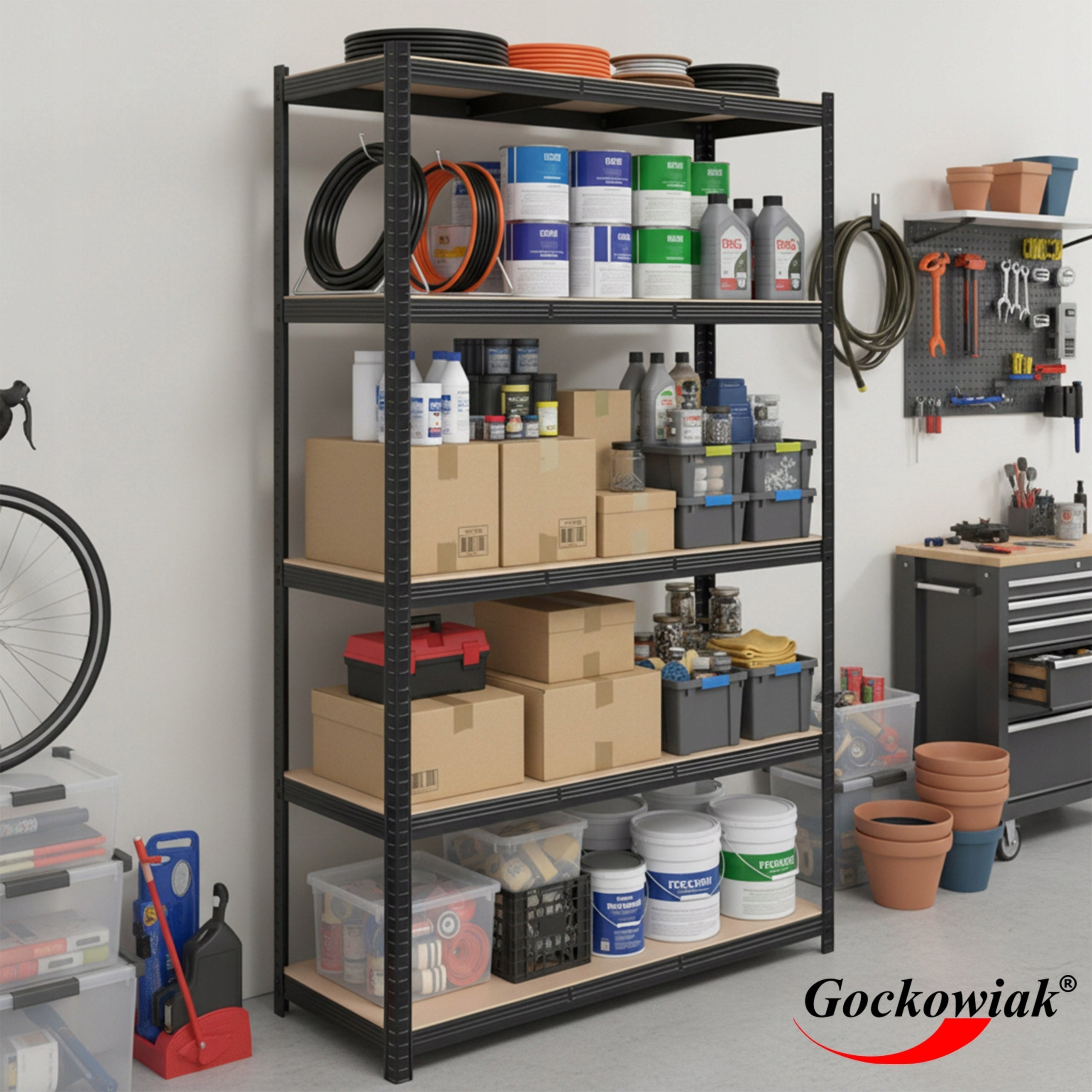 METAL STORAGE RACK FOR OFFICE GARAGE REINFORCED 205x120 1000KG BLACK Packaging status original