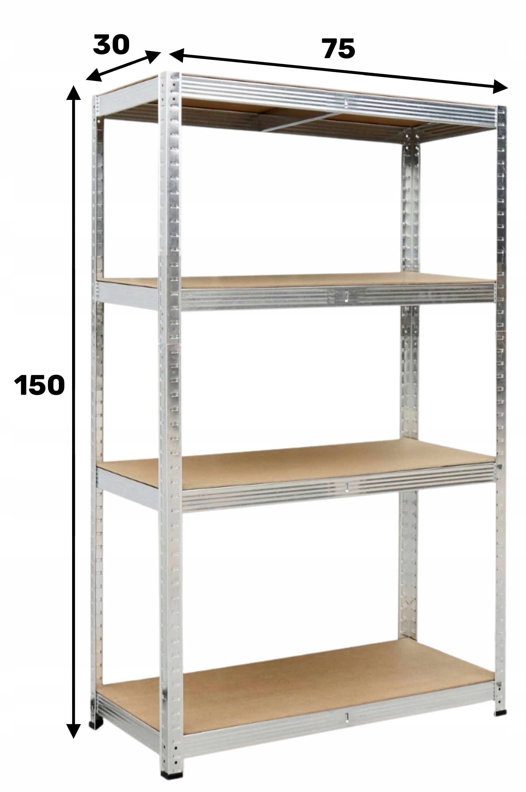 METAL STORAGE RACK LEGGER - 4 SHELVES - LIFTING CAPACITY 540 KG - 150x75x30 CM EAN (GTIN) 5905490228802