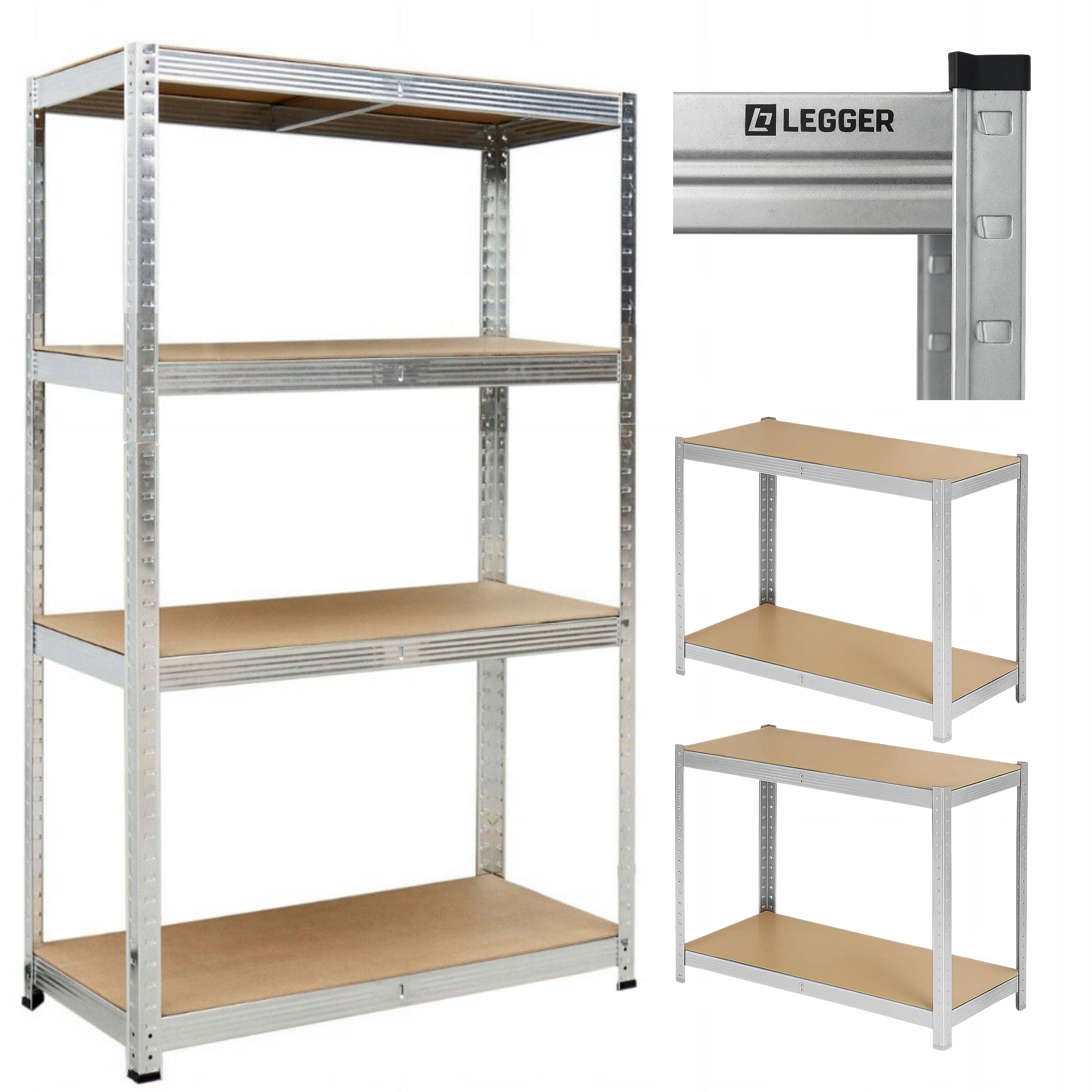 METAL STORAGE RACK LEGGER - 4 SHELVES - LIFTING CAPACITY 540 KG - 150x75x30 CM