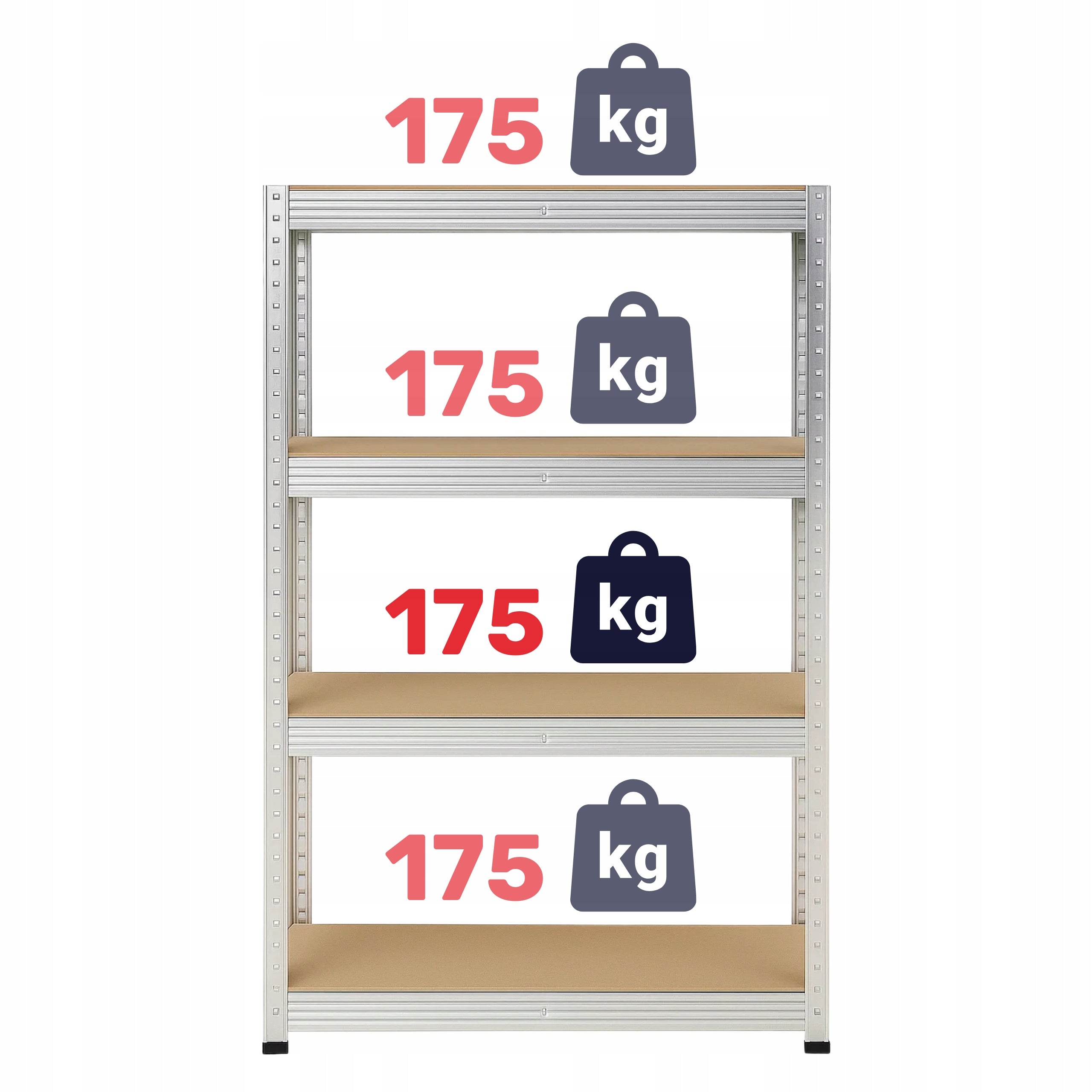 METAL STORAGE RACK LEGGER - 4 SHELVES - LIFTING CAPACITY 700 KG - 160x80x40 CM Manufacturer code 5905490228819