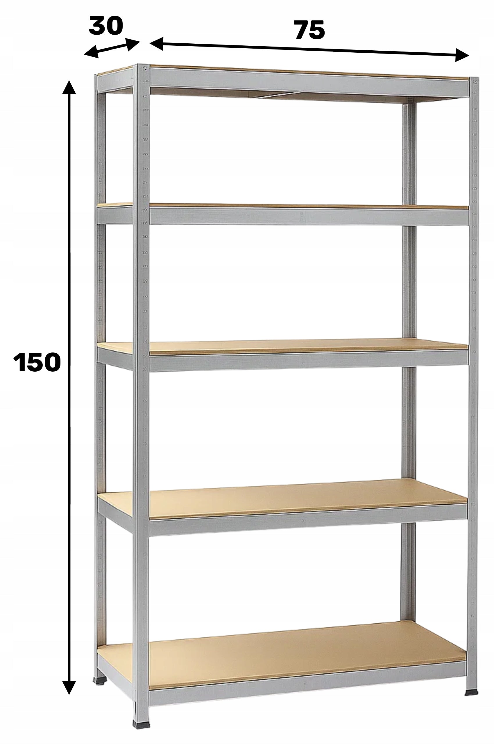 METAL STORAGE RACK LEGGER - 5 SHELVES - LIFTING CAPACITY 875 KG - 150x75x30 CM EAN (GTIN) 5905490228420