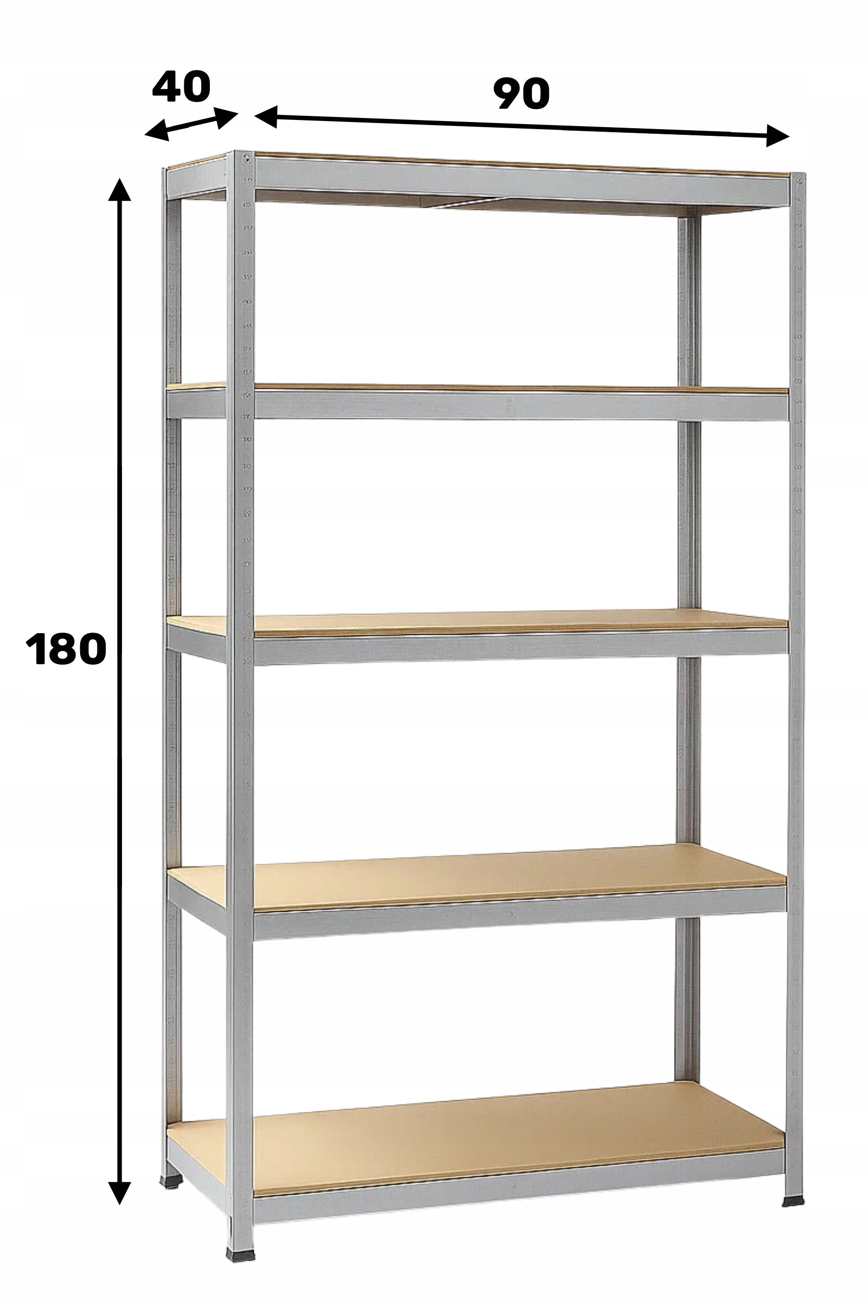 METAL STORAGE RACK LEGGER - 5 SHELVES - LIFTING CAPACITY 875 KG - 180x90x40 CM Packaging status original