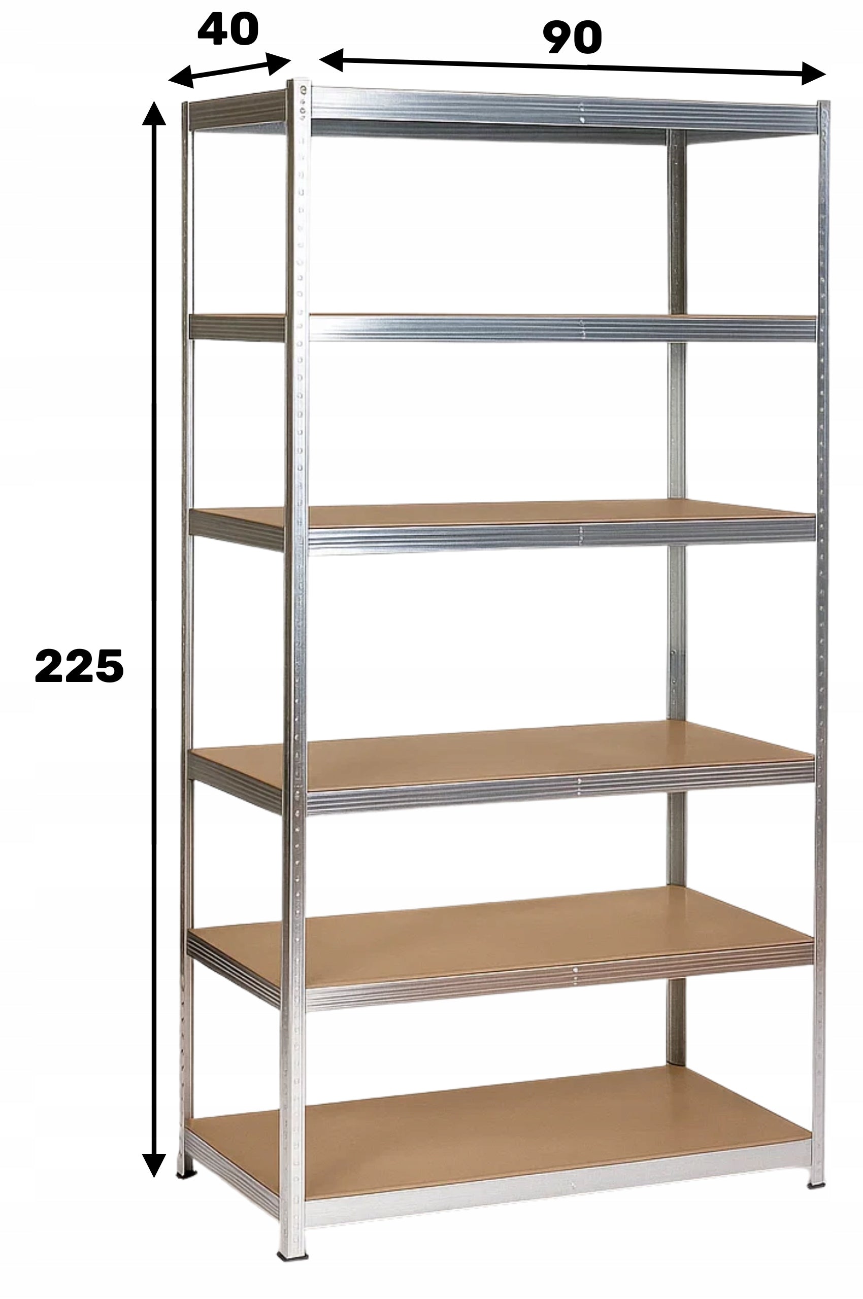METAL STORAGE RACK LEGGER - 6 SHELVES - LIFTING CAPACITY 1320 KG - 225x90x40 CM Packaging status original