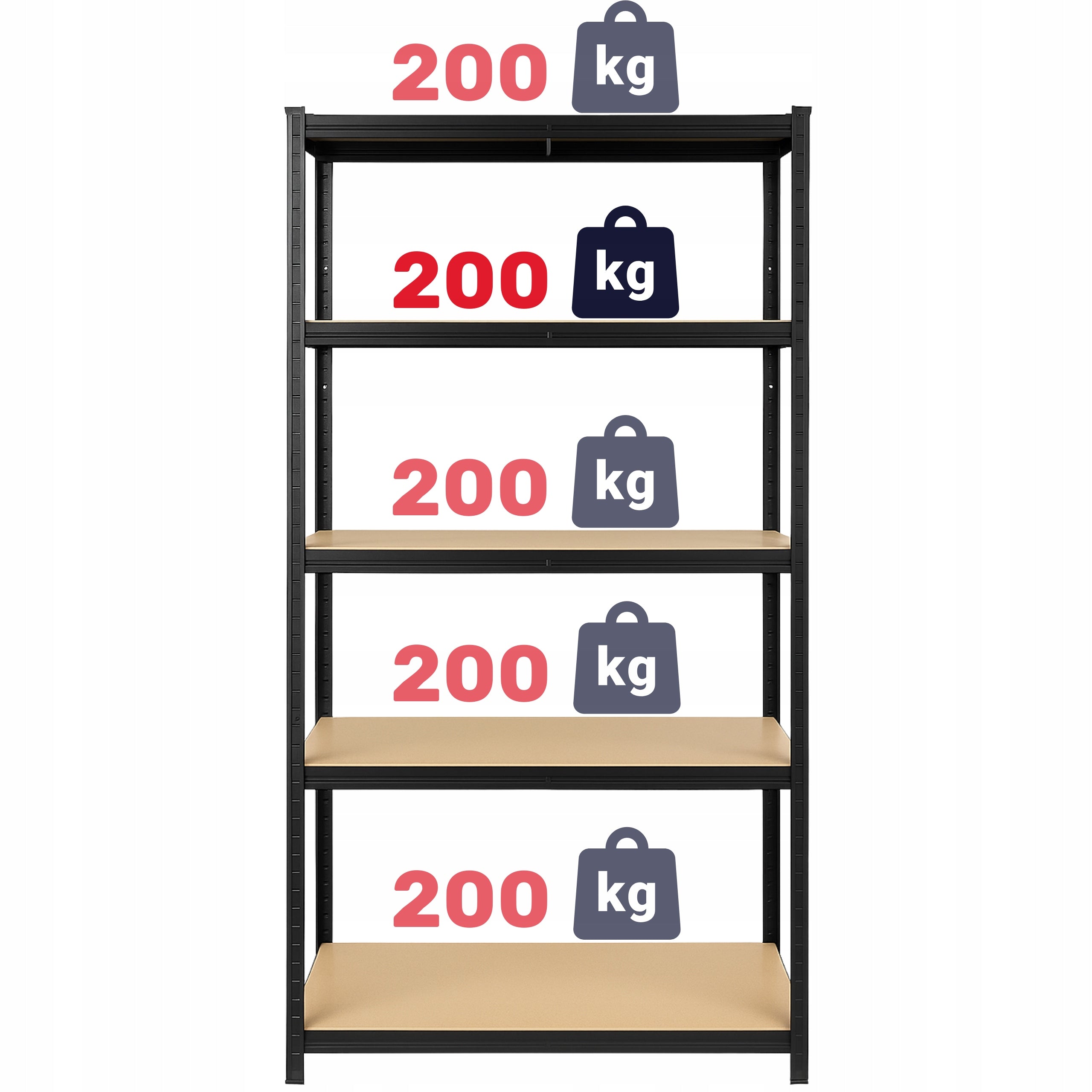 METAL STORAGE RACK LEGGER - BLACK - LIFTING CAPACITY 1000 KG - 180x100x60 CM Manufacturer code DG-18010060-1-200