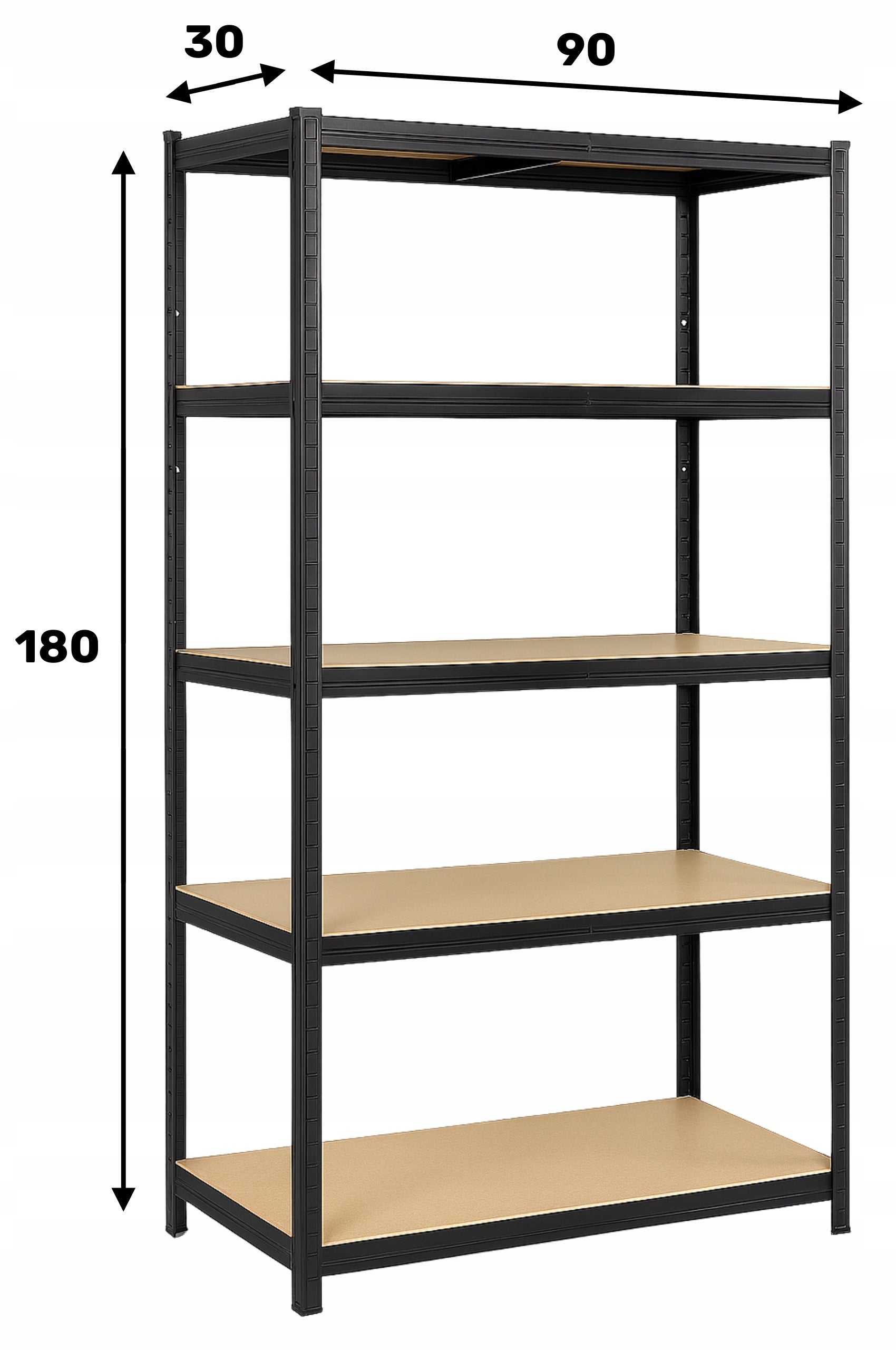 METAL STORAGE RACK LEGGER - BLACK - LIFTING CAPACITY 1000 KG - 180x90x30 CM Packaging status original