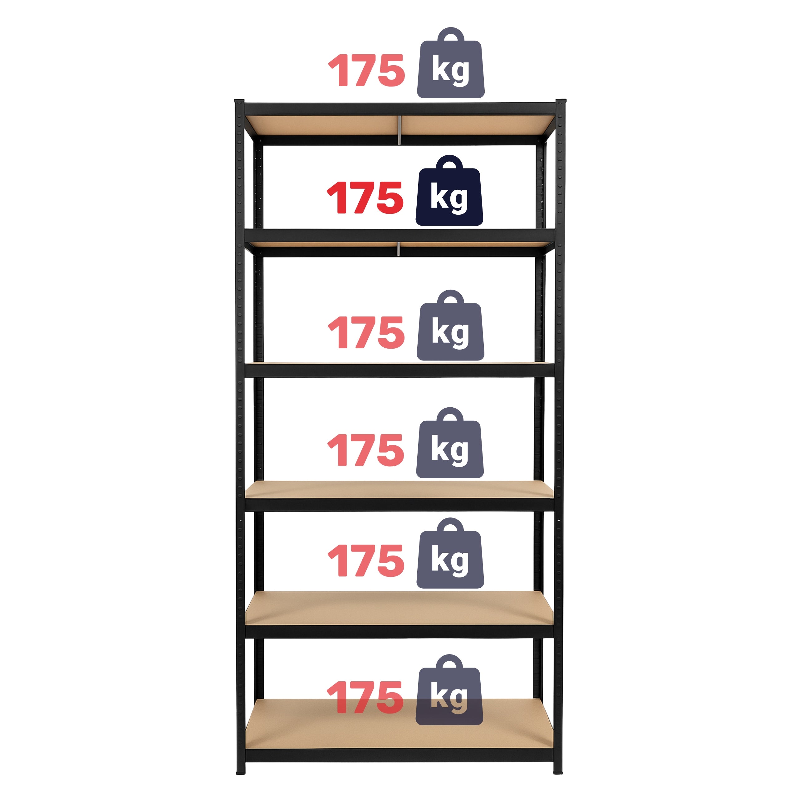 METAL STORAGE RACK LEGGER - BLACK - LIFTING CAPACITY 1050 KG - 222x110x50 CM Manufacturer Legger