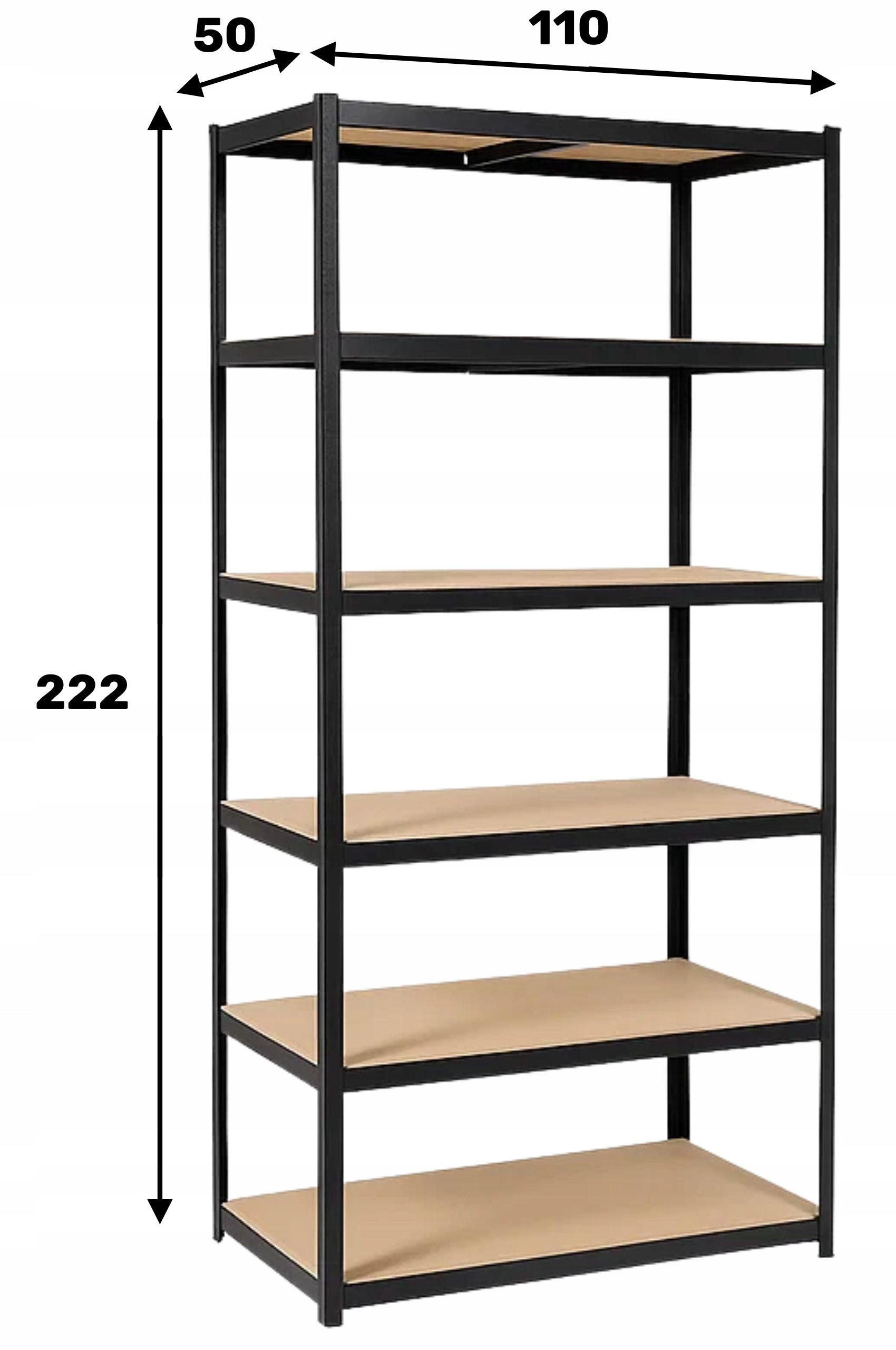 METAL STORAGE RACK LEGGER - BLACK - LIFTING CAPACITY 1050 KG - 222x110x50 CM Manufacturer code 5905490228451