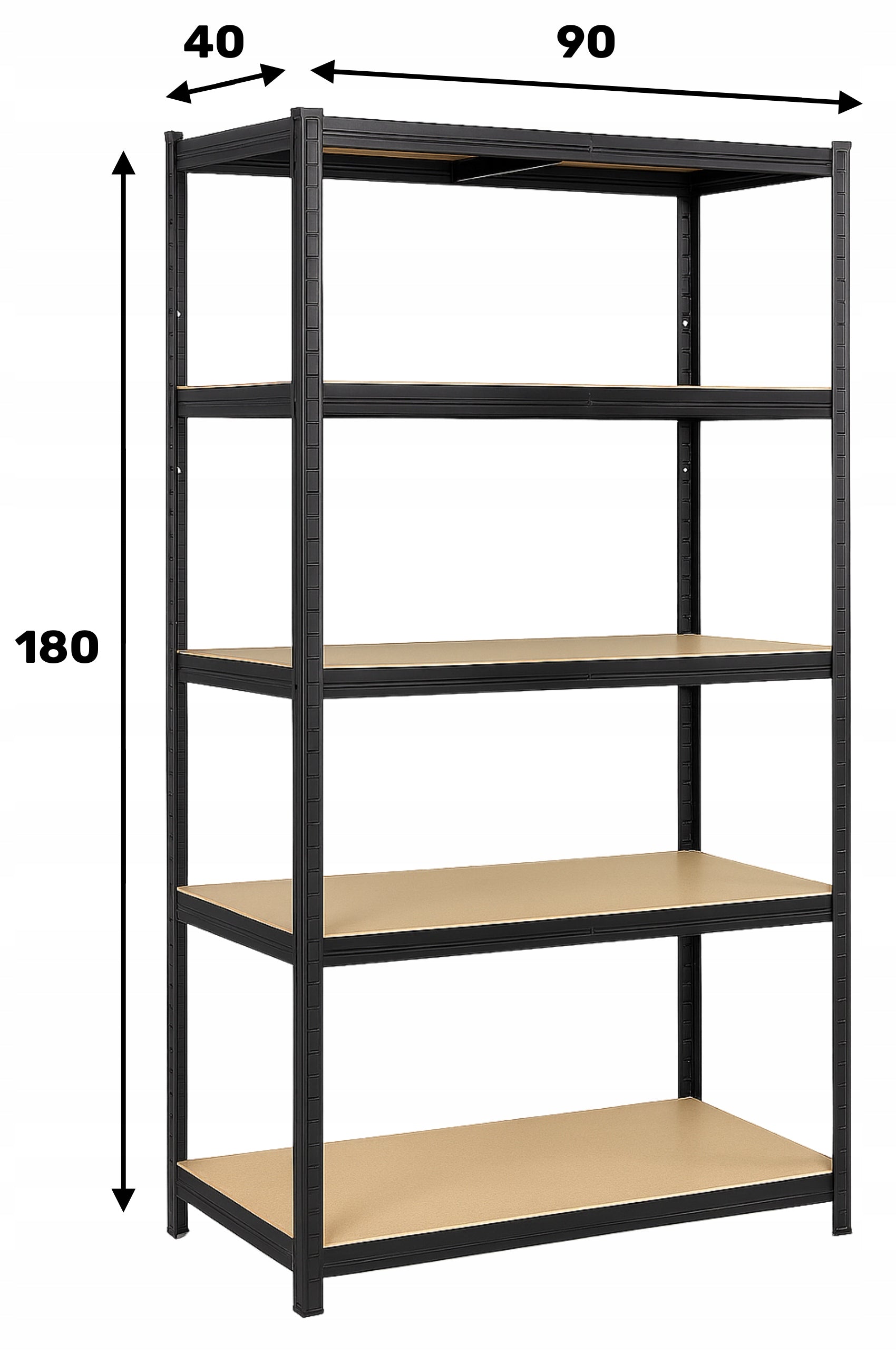 METAL STORAGE RACK LEGGER - BLACK - LIFTING CAPACITY 1325 KG - 180x90x40 CM Manufacturer code Metalowy regał magazynowy czarny