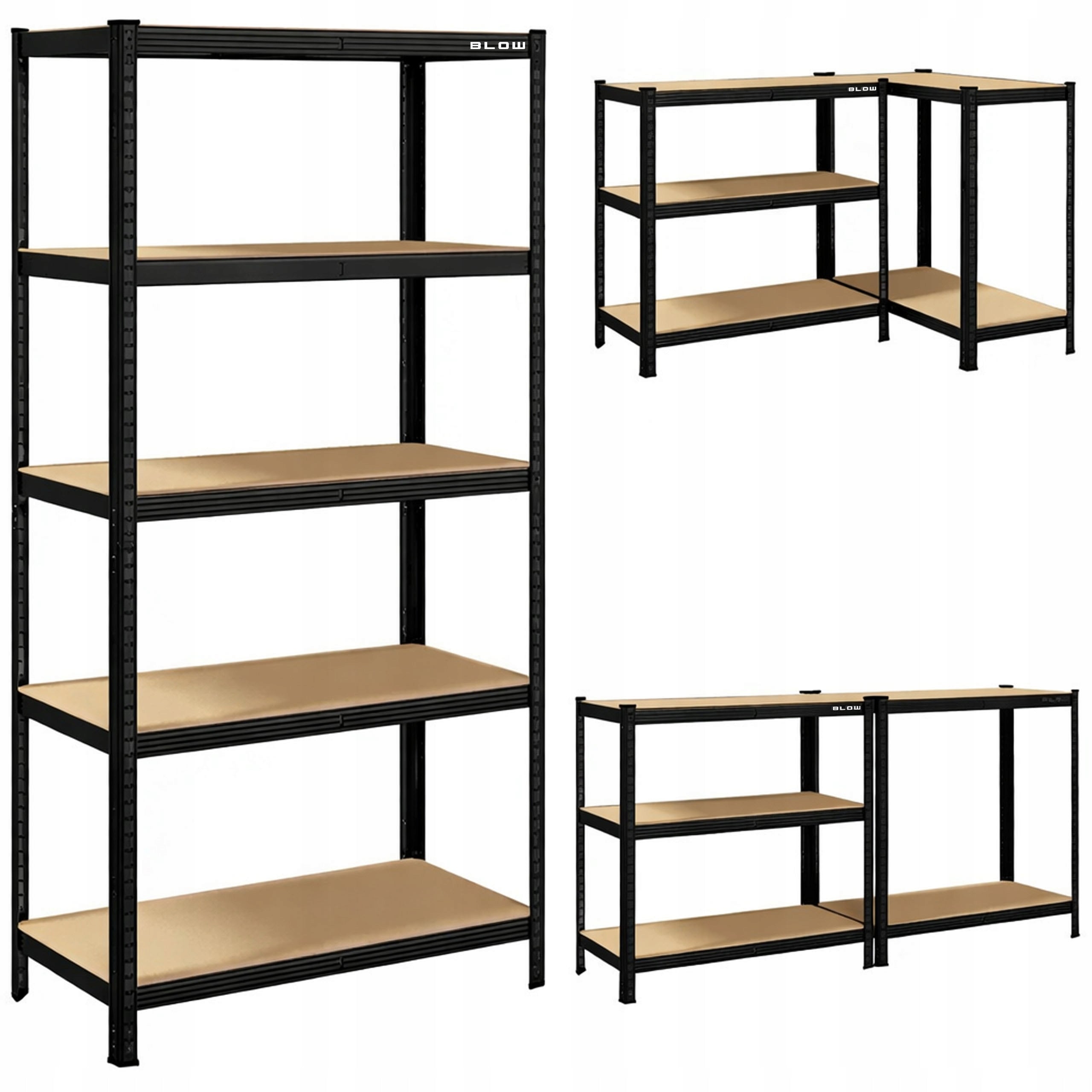 METAL STORAGE RACK STRONG 180x90x40cm GALVANIZED 5 SHELVES MDF 180kg 900kg Packaging status original