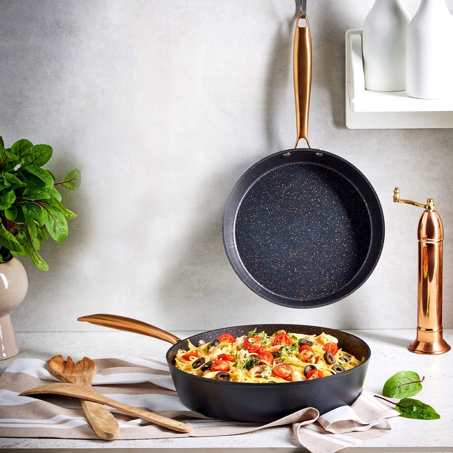 MG HOME ROSE GOLD SET OF 2 NON-STICK PANS MAGDA GESSLER Brand MG Home