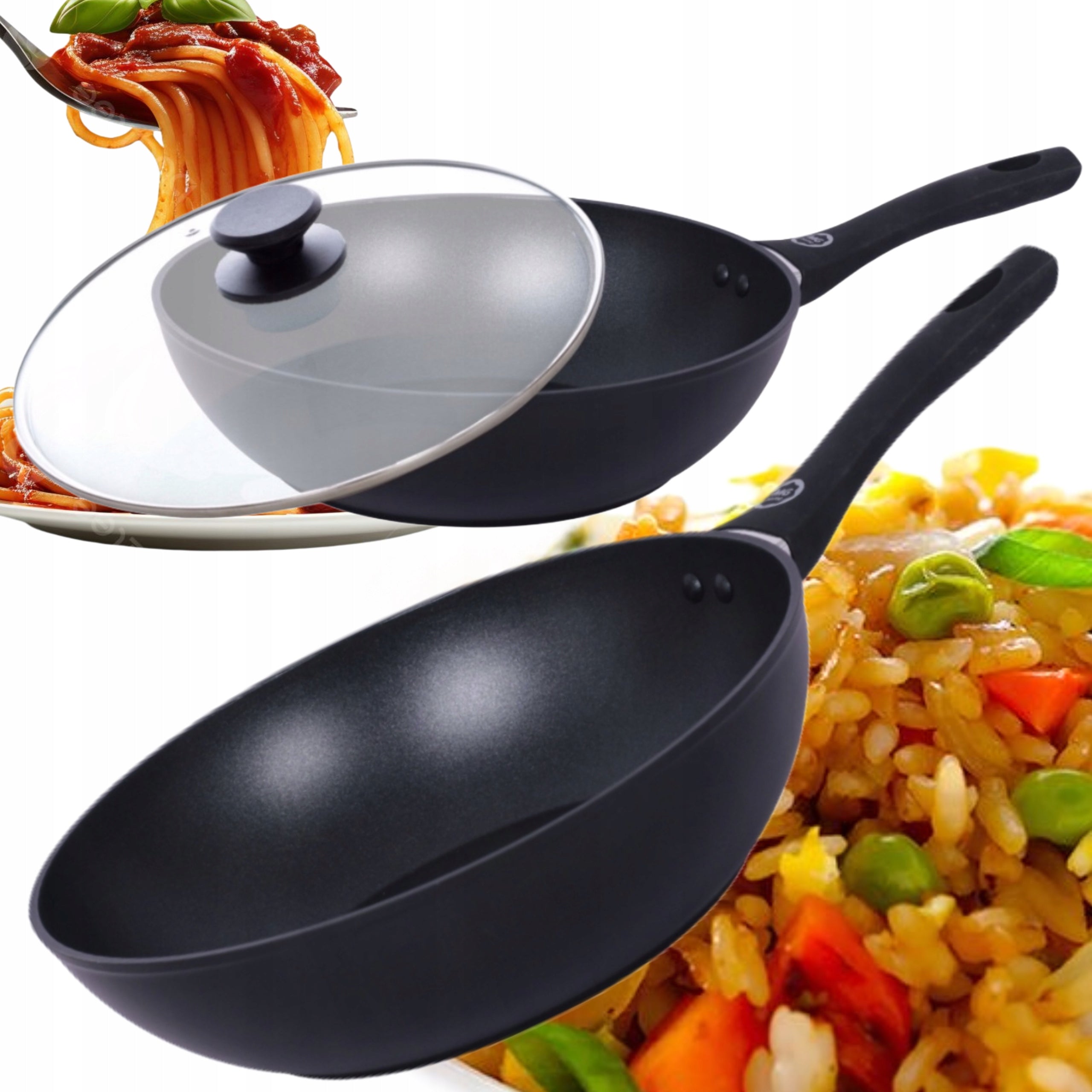 MG HOME WOK PAN 28CM WITH LID NON-STICK SOLID HEAT-RESISTANT