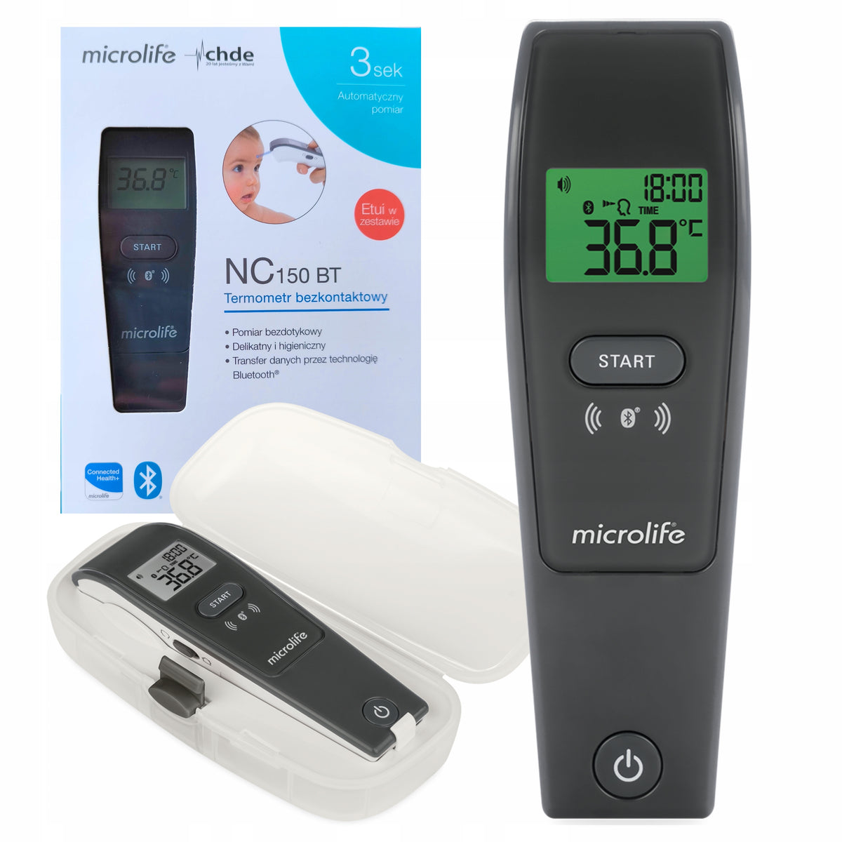 MICROLIFE NC 150 BT NON-CONTACT PROFESSIONAL THERMOMETER +ETUI Medical device yes