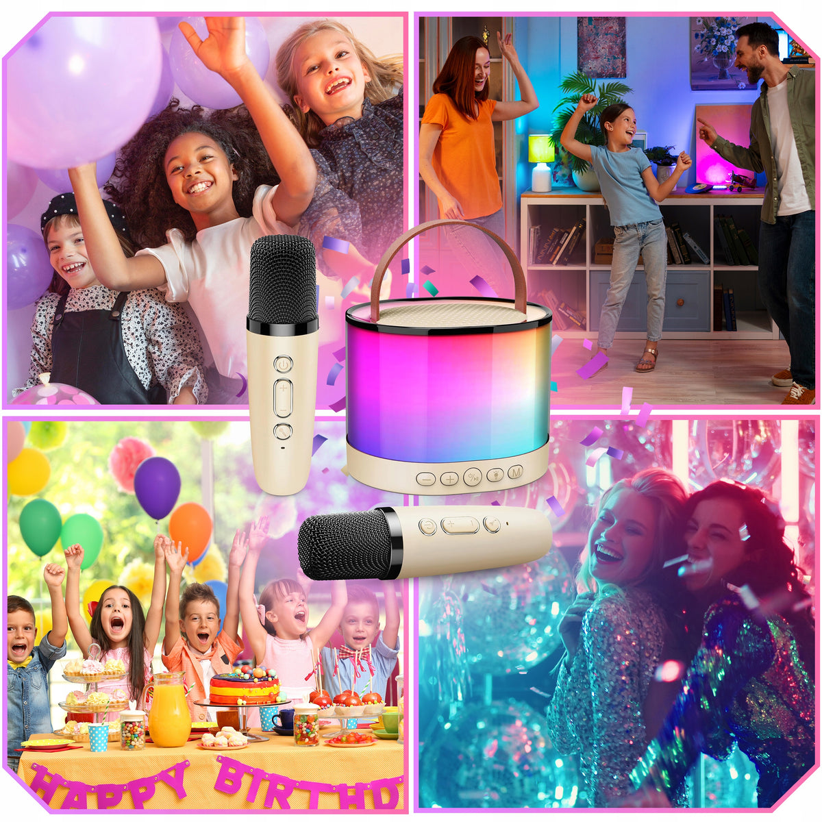 MICROPHONE 2x KIDS WIRELESS KARAOKE SET WITH BLUETOOTH SPEAKER Manufacturer code Przenośny głośnik do Karaoke RGB dla dzieci