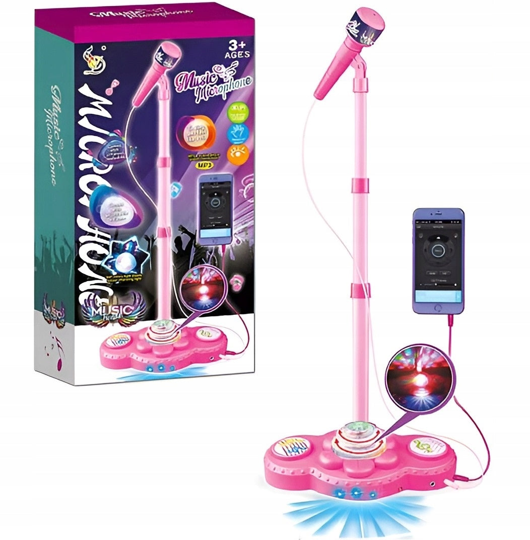 MICROPHONE ON TRIPOD KARAOKE SET LIGHT SOUND MP3