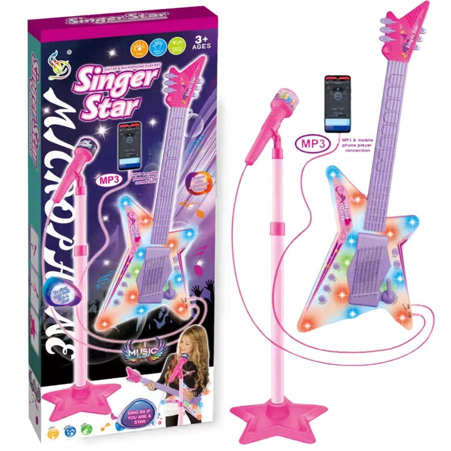 MICROPHONE ON TRIPOD WITH GUITAR KARAOKE KIT GUITAR
