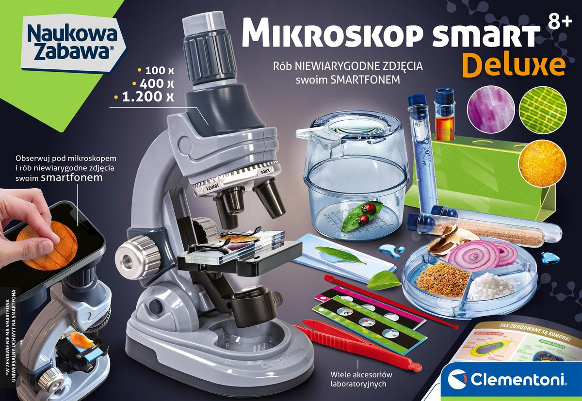MICROSCOPE CLEMENTONI SMART DELUXE 1200X FOR CHILDREN 8+ SMARTPHONE HOLDER Manufacturer code 50441