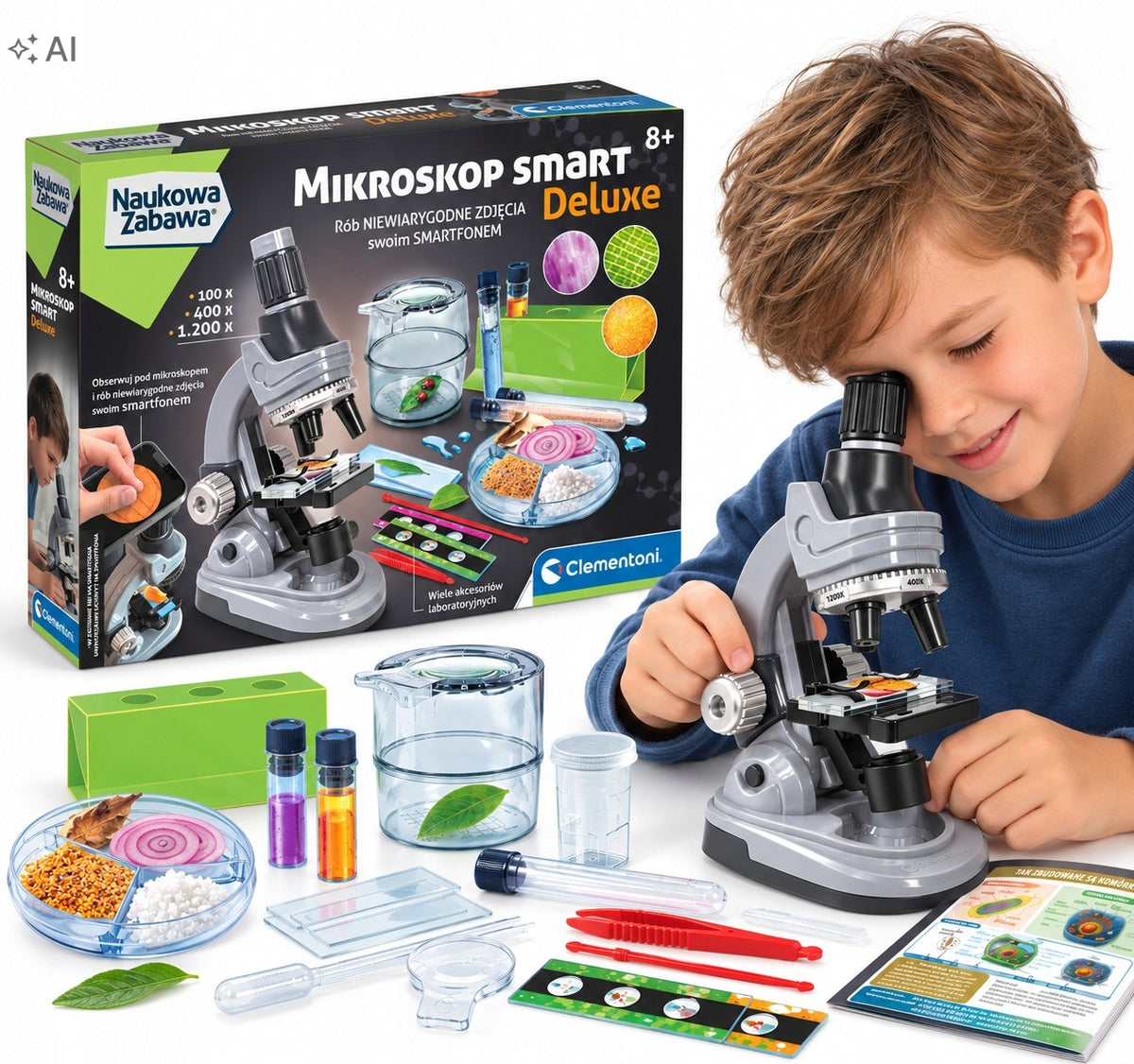 MICROSCOPE CLEMENTONI SMART DELUXE 1200X FOR CHILDREN 8+ SMARTPHONE HOLDER