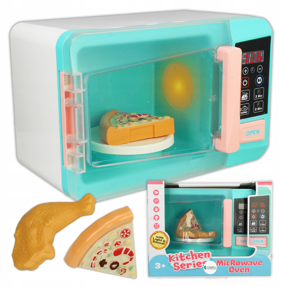 MICROWAVE FOR KITCHEN SET FOR CHILDREN AGD MICROWAVE CLOCK SOUND LIGHT