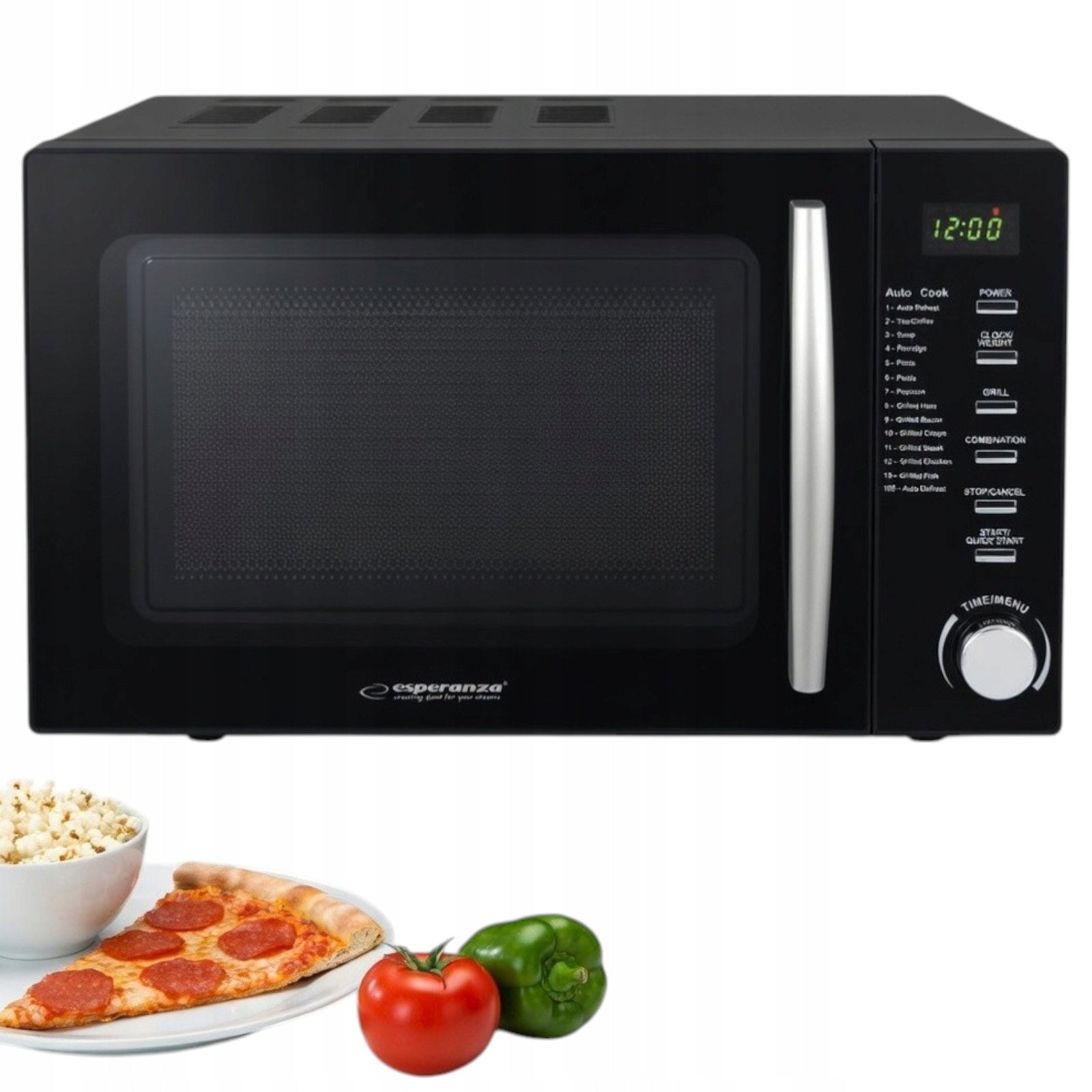 MICROWAVE OVEN 20L 1200W POWERFUL MICROWAVE14 programS GRILL BLACK