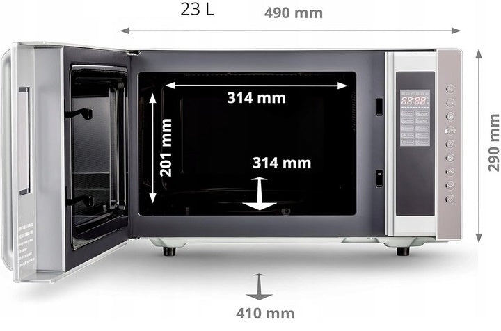 MICROWAVE OVEN 800W GRILL THERMOCOUPLE 1200W 3in1 MIRROR 23L Brand Medion
