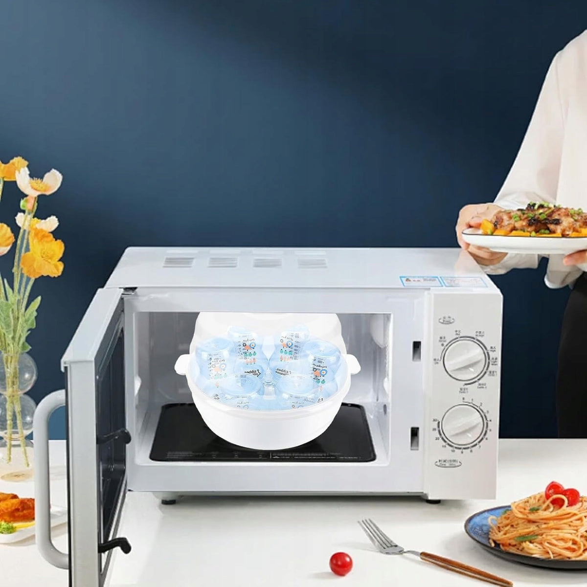 MICROWAVE STERILIZER FOR KIDS BOTTLES STEAM 6 BOTTLES PORTABLE Medical device no