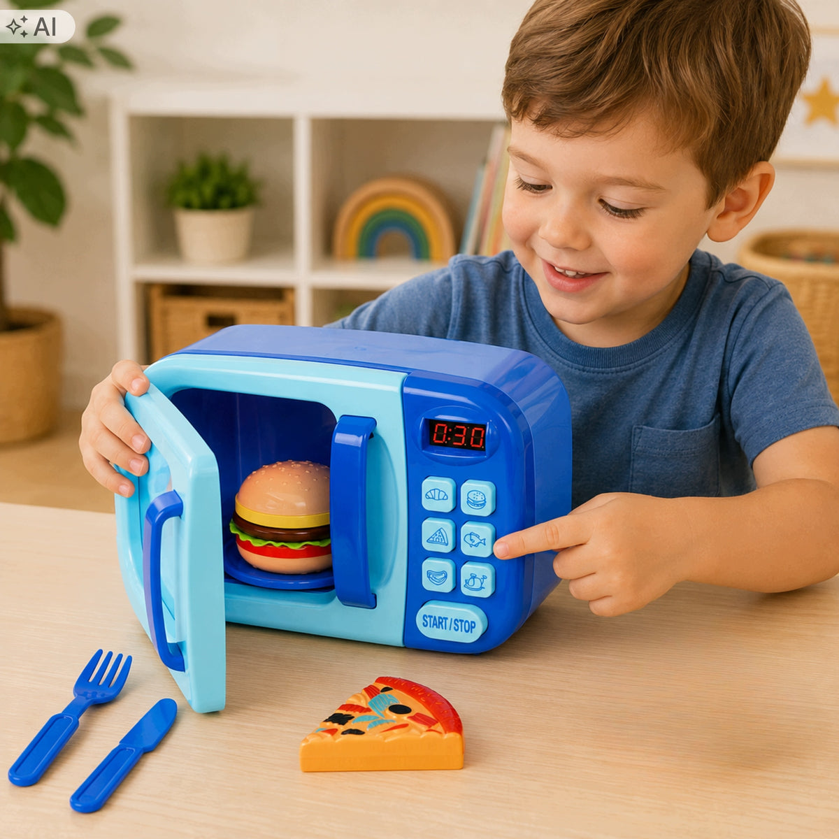 MICROWAVE TOY COOKER MICROWAVE FOOD BLUE INTERACTIVE Packaging status original