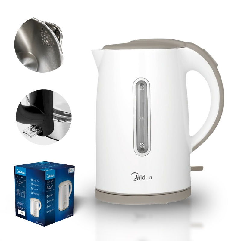 MIDEA ELECTRIC KETTLE 1.7L 2200W WHITE FAST COOKING LED STEEL