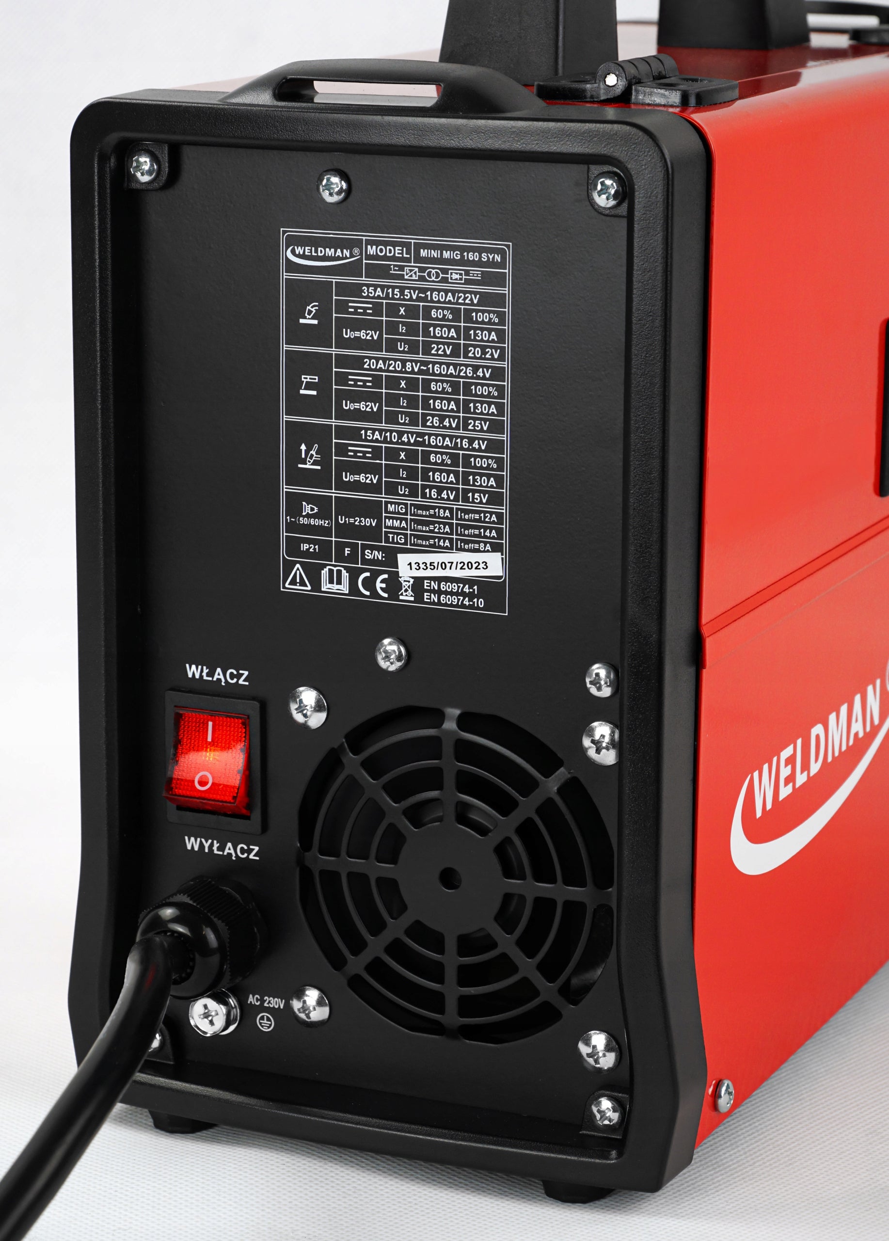 MIG MAG FCAW MMA inverter welder Weldman MIG 160A Synergy Model MINI MIG 160 SYN