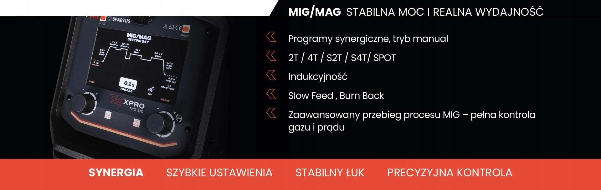 MIG MAG WELDER SPARTUS XPro MIG 200 DUAL PULSE Manufacturer code XPROMIG200DP-PAK-24-3