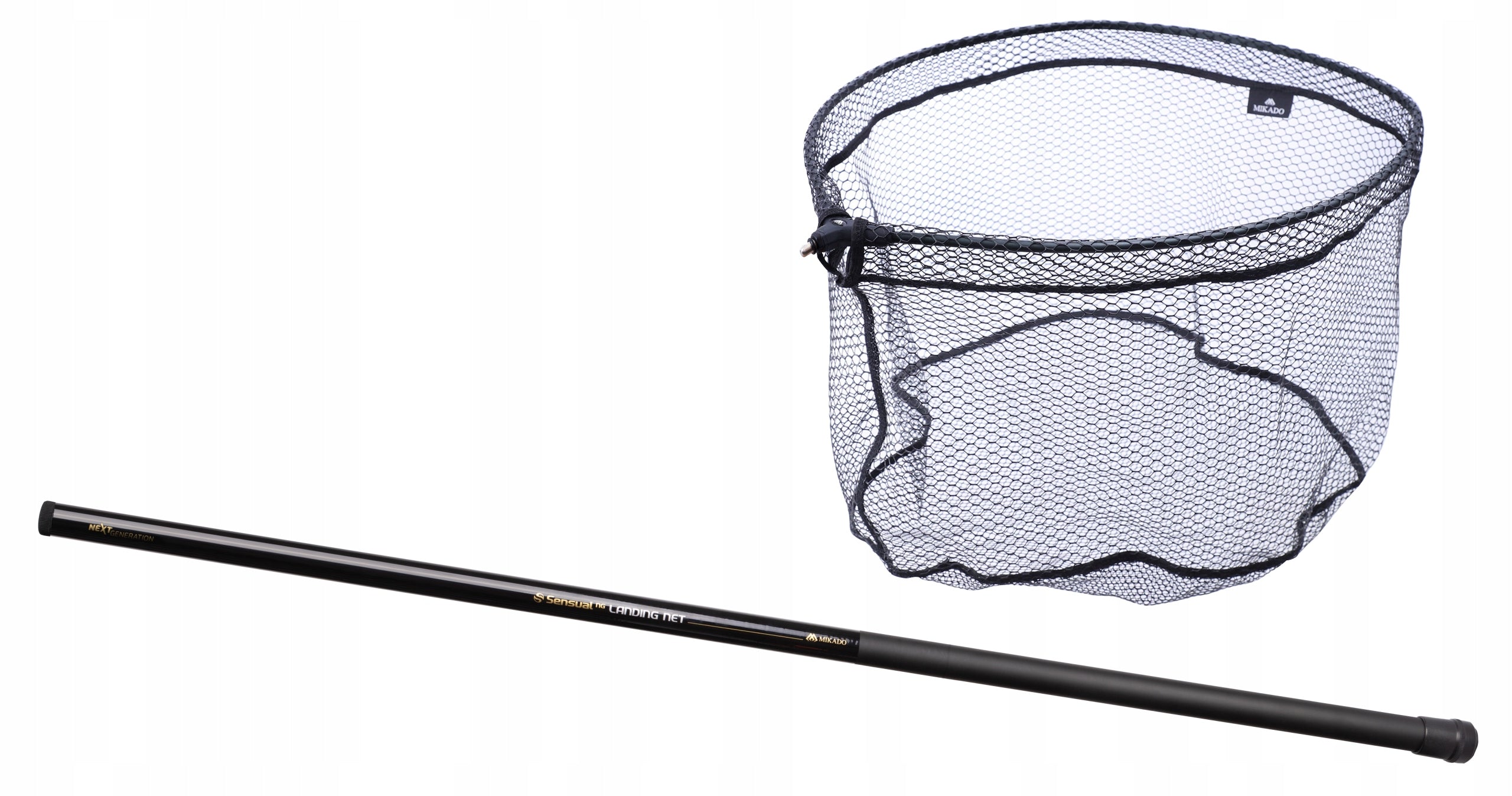 MIKADO Long landing net Post 3m + basket rubberized mesh