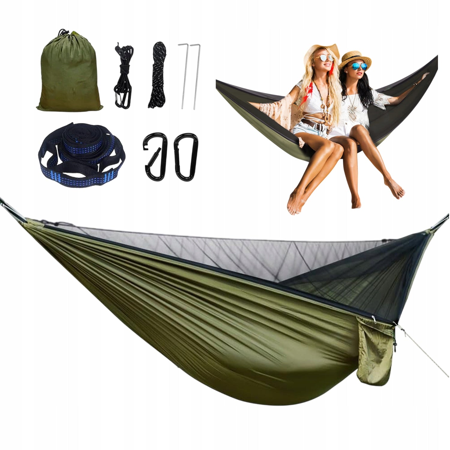 MILITARY HAMMOCK WITH MOSQUITO NET 280X135CM FOR 2 PEOPLE FOR CAMPING HIGH QUALITY