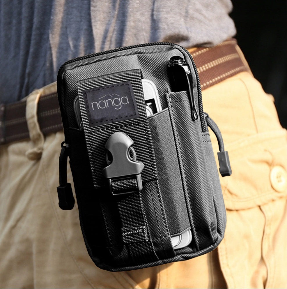 MILITARY HIP SACHET BUM BAG BLACK TACTICAL + TACTICAL STRAP Packaging status original