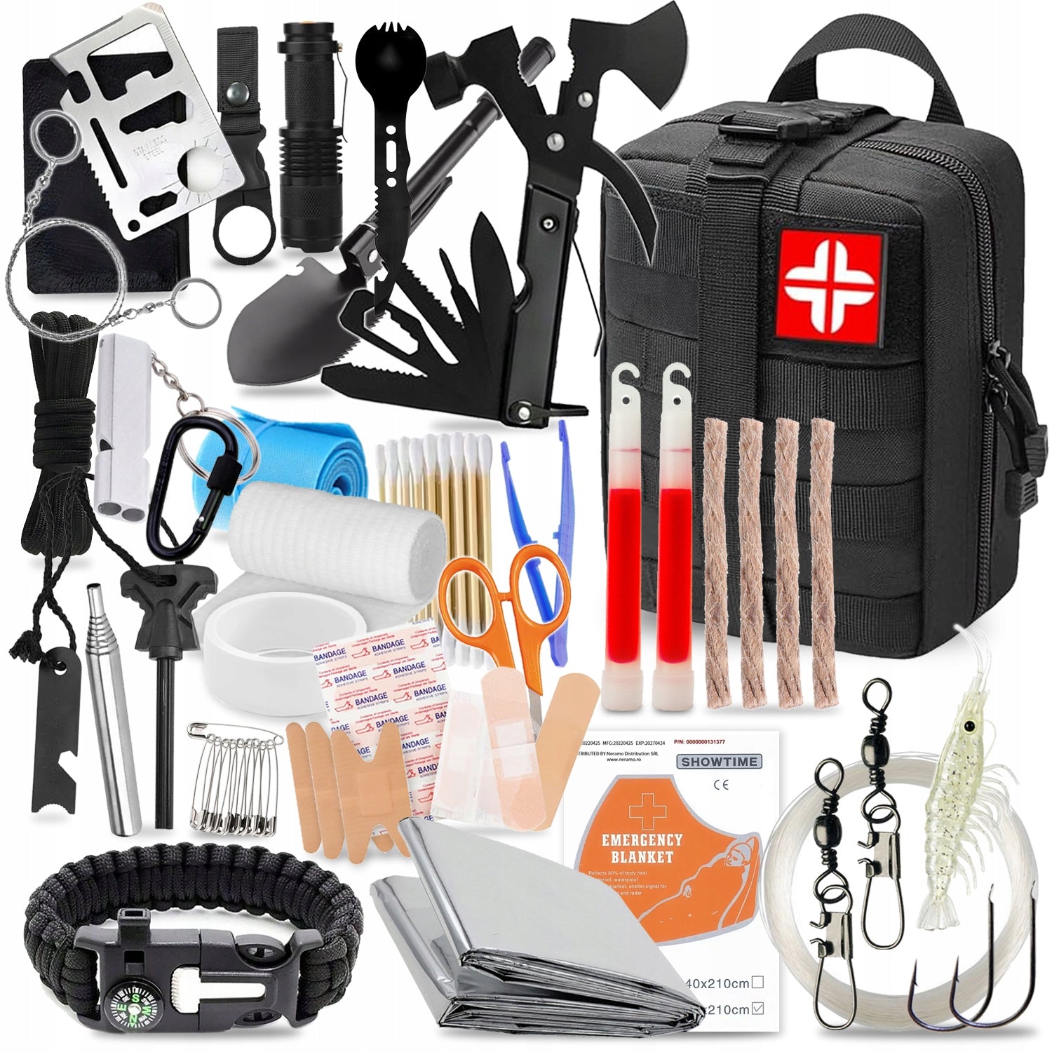 MILITARY SURVIVAL KIT MULTITOOL SURVIVAL ESSENTIALS 216in1 FIRST AID KIT