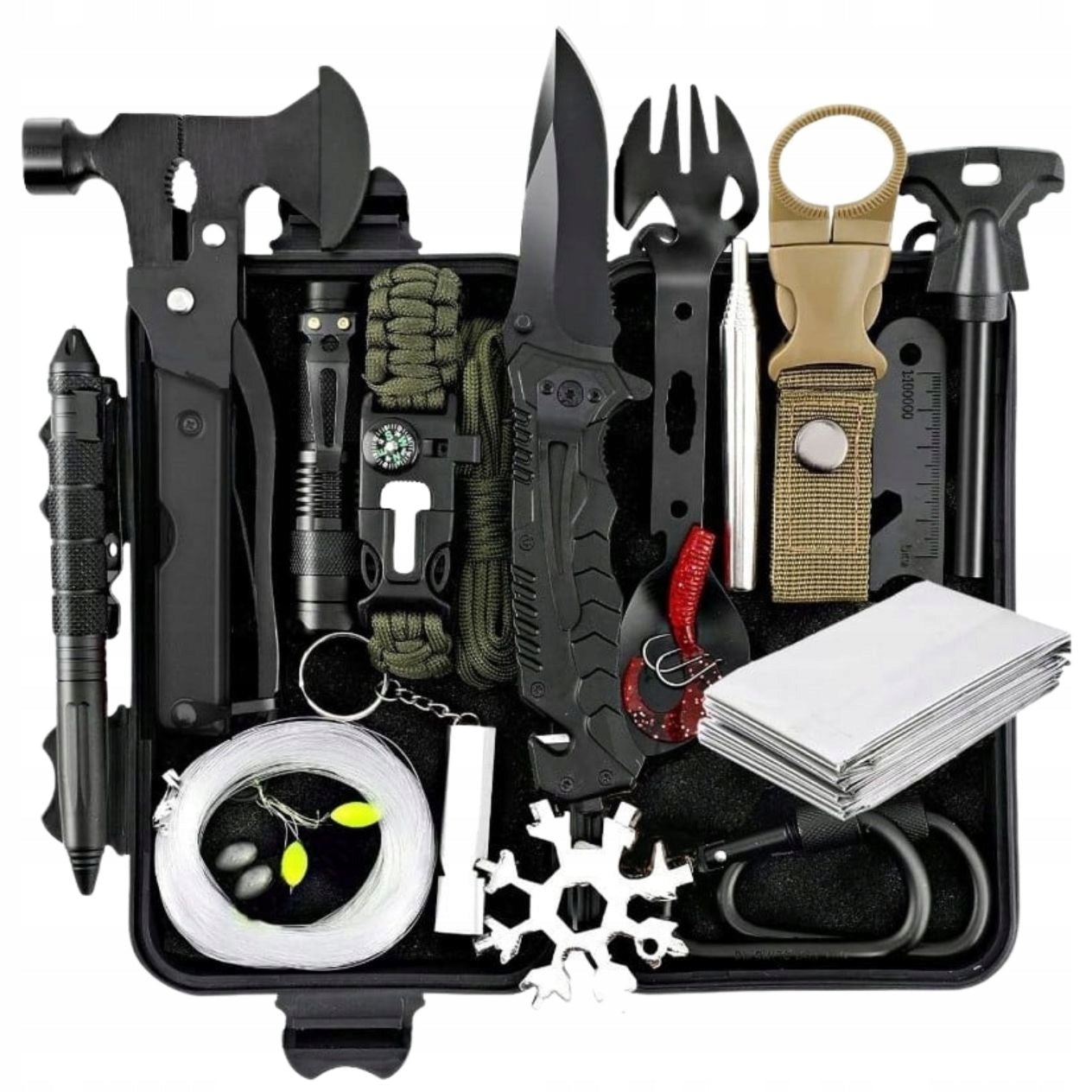 MILITARY SURVIVAL KIT XL 62in1 MULTITOOL SURVIVAL ESSENTIALS