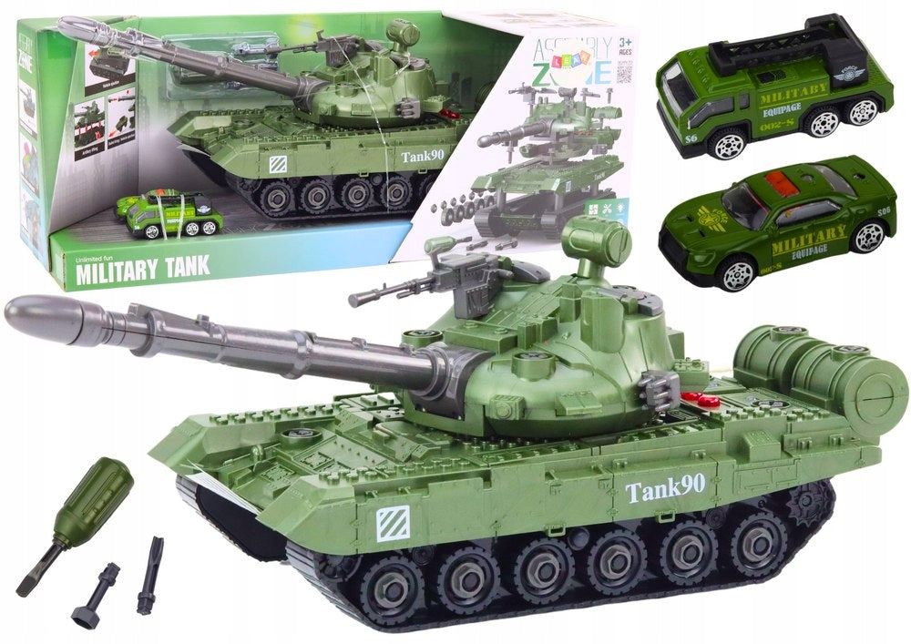 MILITARY TANK DIY VEHICLE FOR UNSCREWING TURNING GREEN SOUNDS SET