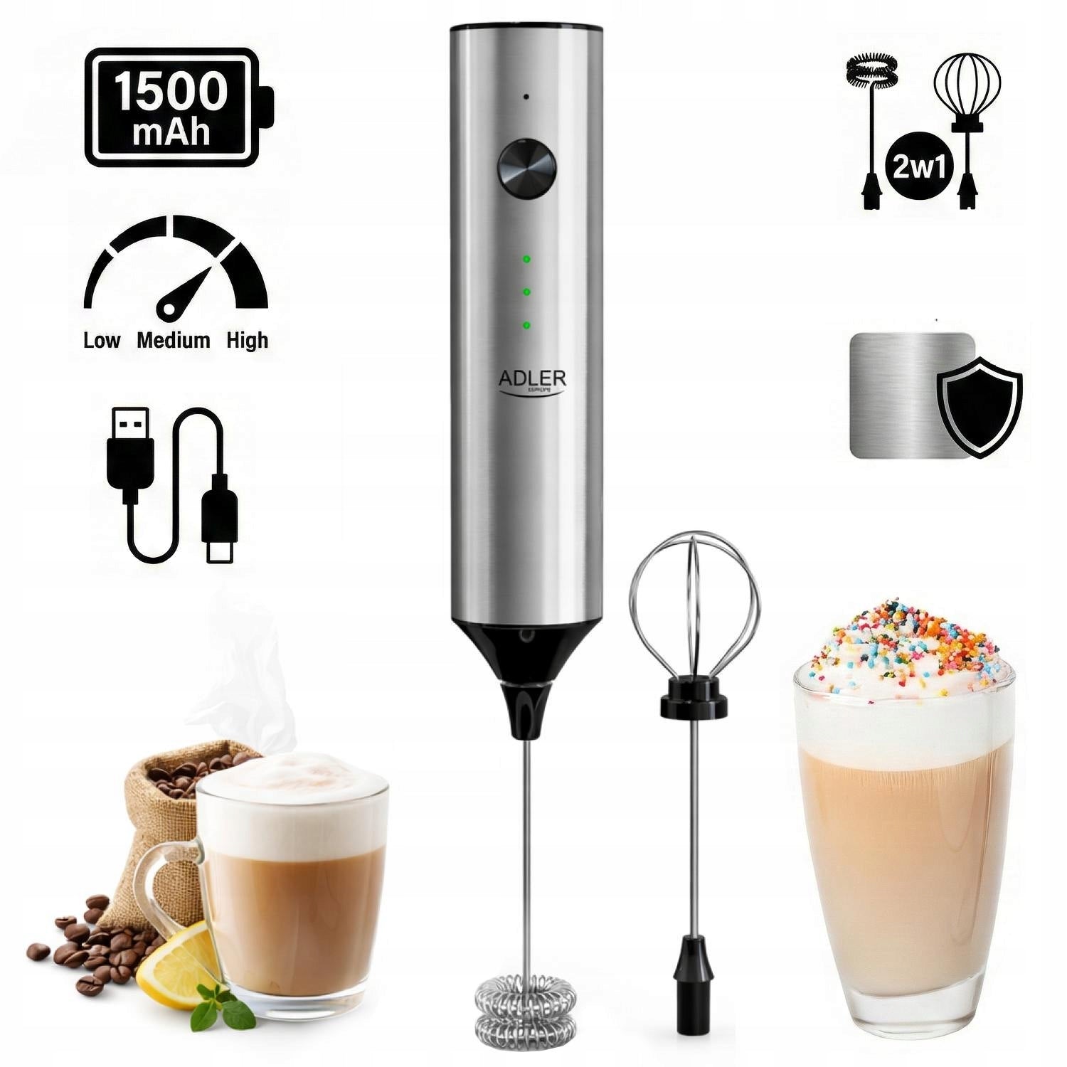 MILK FROTHER Cordless Coffee Handheld ELECTRIC BEATER MIXER Packaging status original
